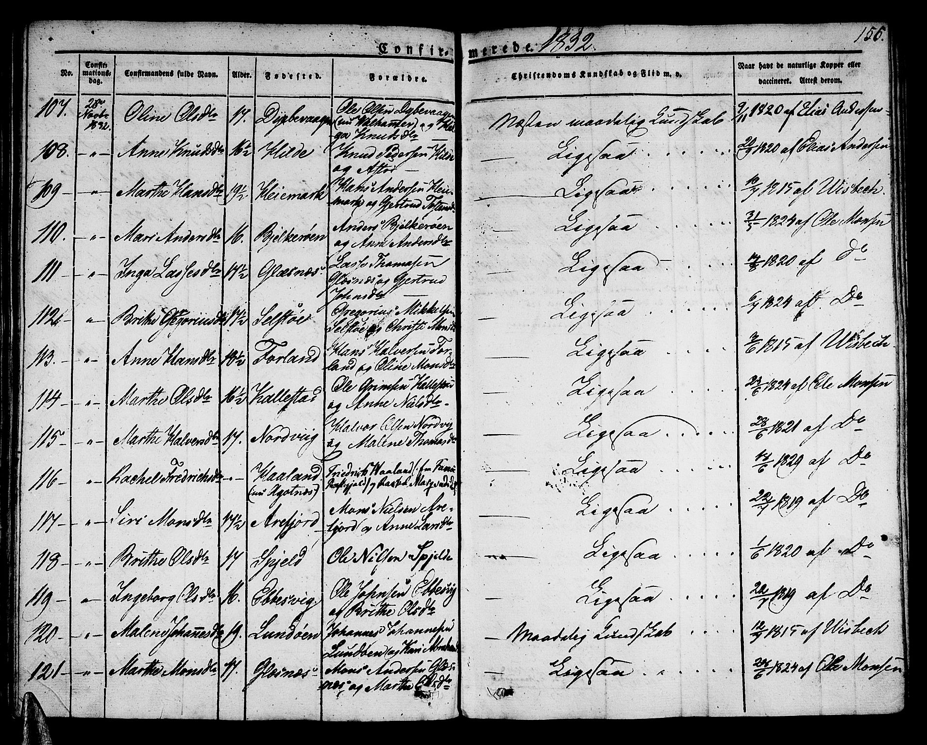 Sund sokneprestembete, AV/SAB-A-99930: Parish register (official) no. A 12, 1825-1835, p. 156