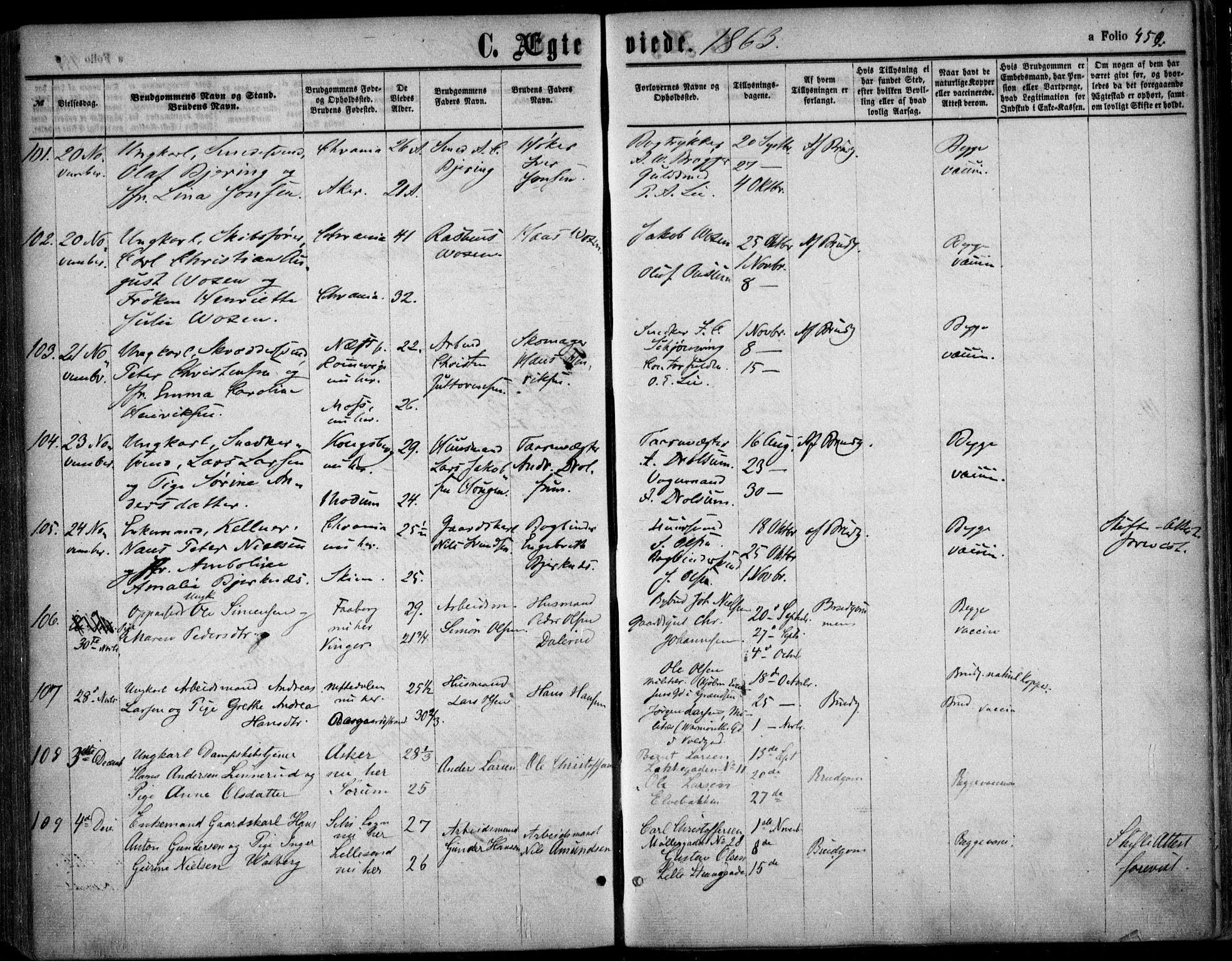 Oslo domkirke Kirkebøker, AV/SAO-A-10752/F/Fa/L0020: Parish register (official) no. 20, 1848-1865, p. 452