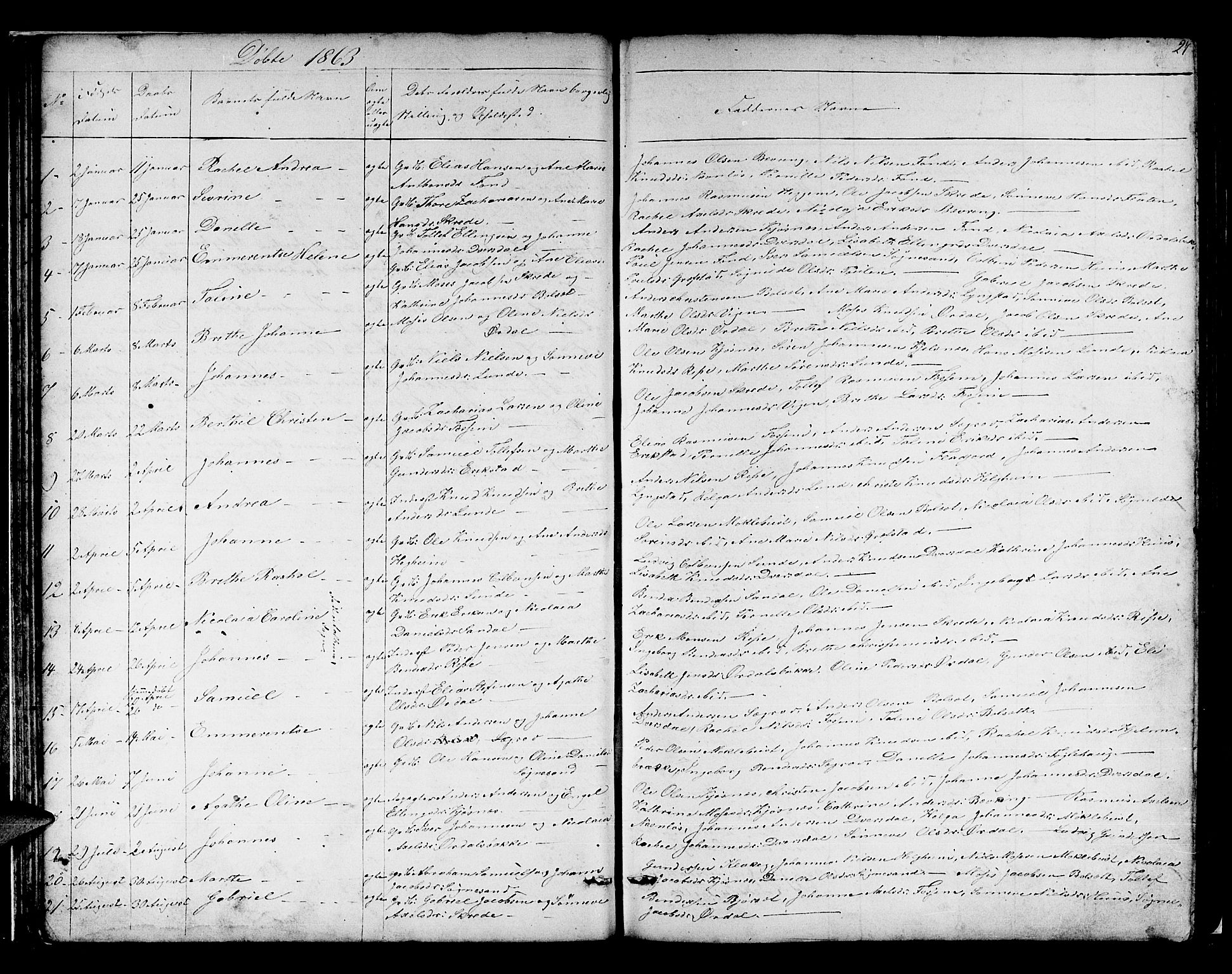 Jølster sokneprestembete, SAB/A-80701/H/Hab/Habb/L0001: Parish register (copy) no. B 1, 1853-1887, p. 27