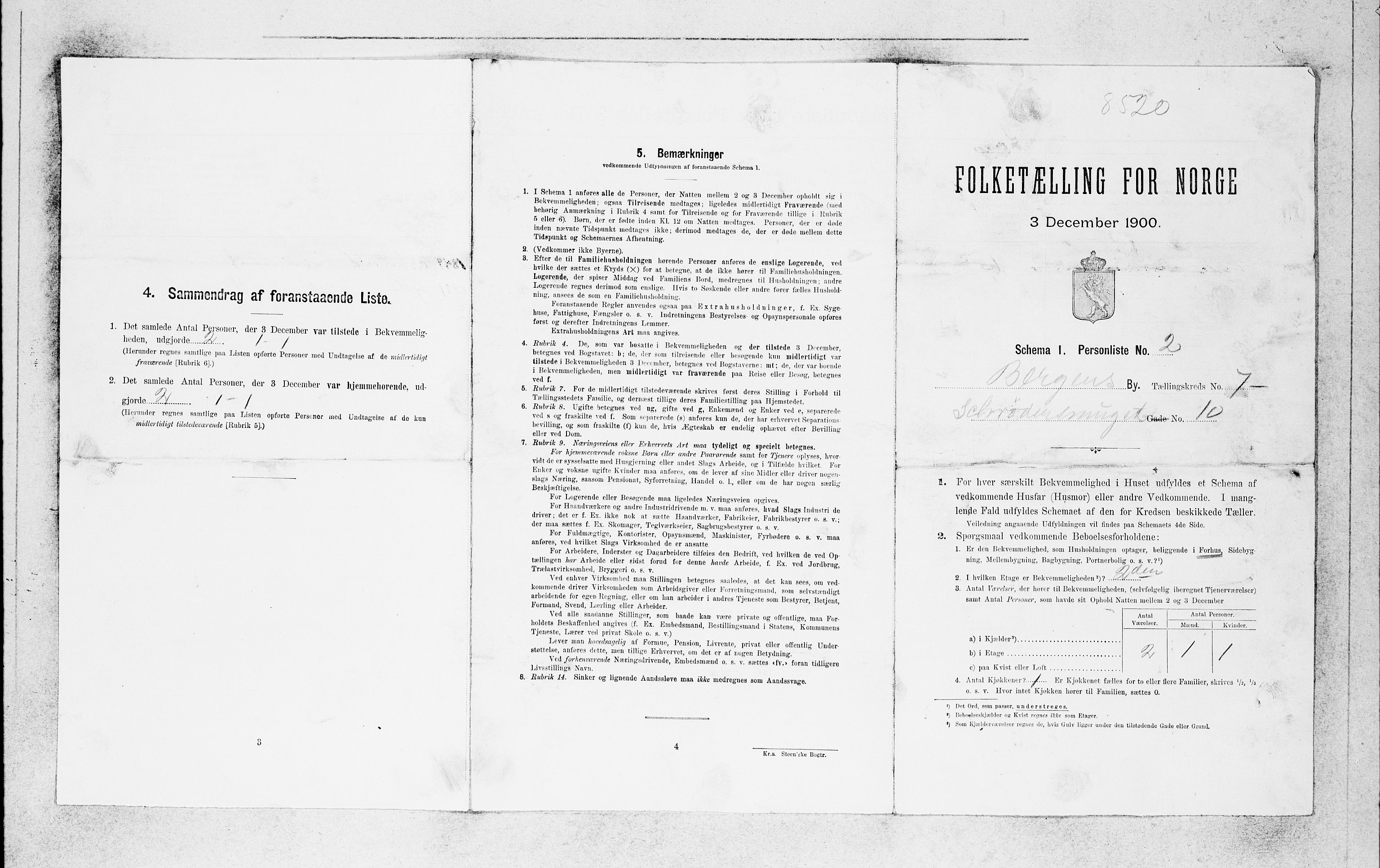 SAB, 1900 census for Bergen, 1900, p. 1155