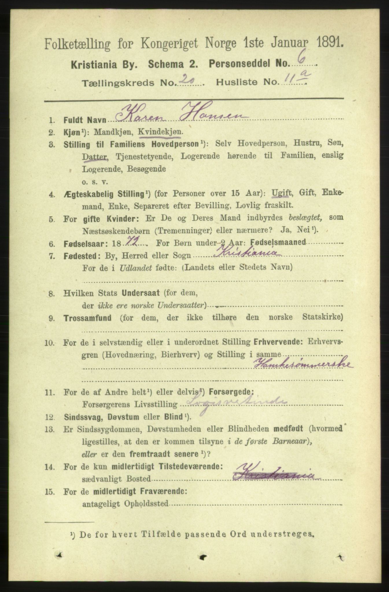 RA, 1891 census for 0301 Kristiania, 1891, p. 9973
