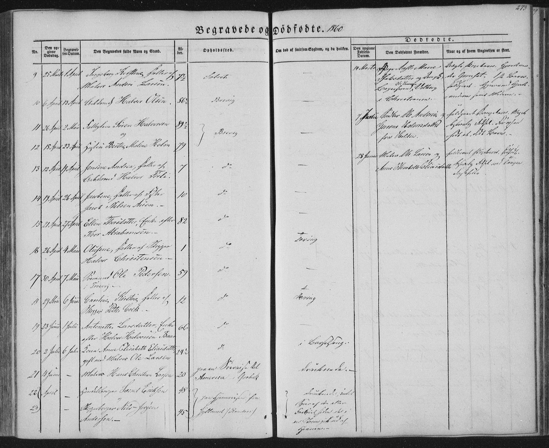 Brevik kirkebøker, AV/SAKO-A-255/F/Fa/L0005: Parish register (official) no. 5, 1847-1865, p. 273