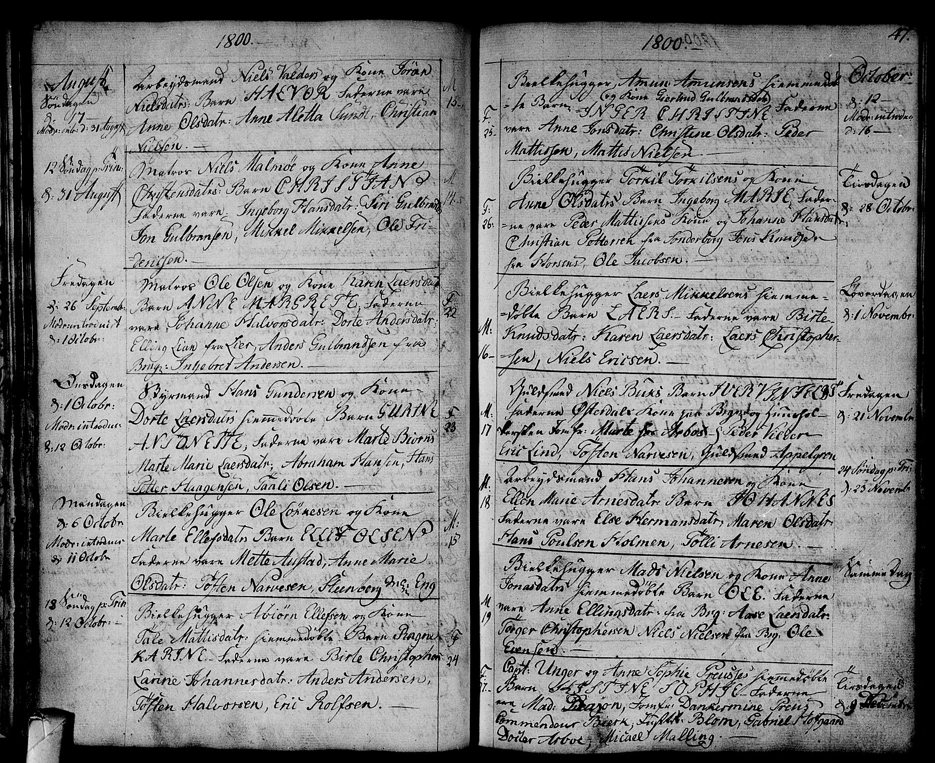 Strømsø kirkebøker, AV/SAKO-A-246/F/Fa/L0010: Parish register (official) no. I 10, 1792-1822, p. 47