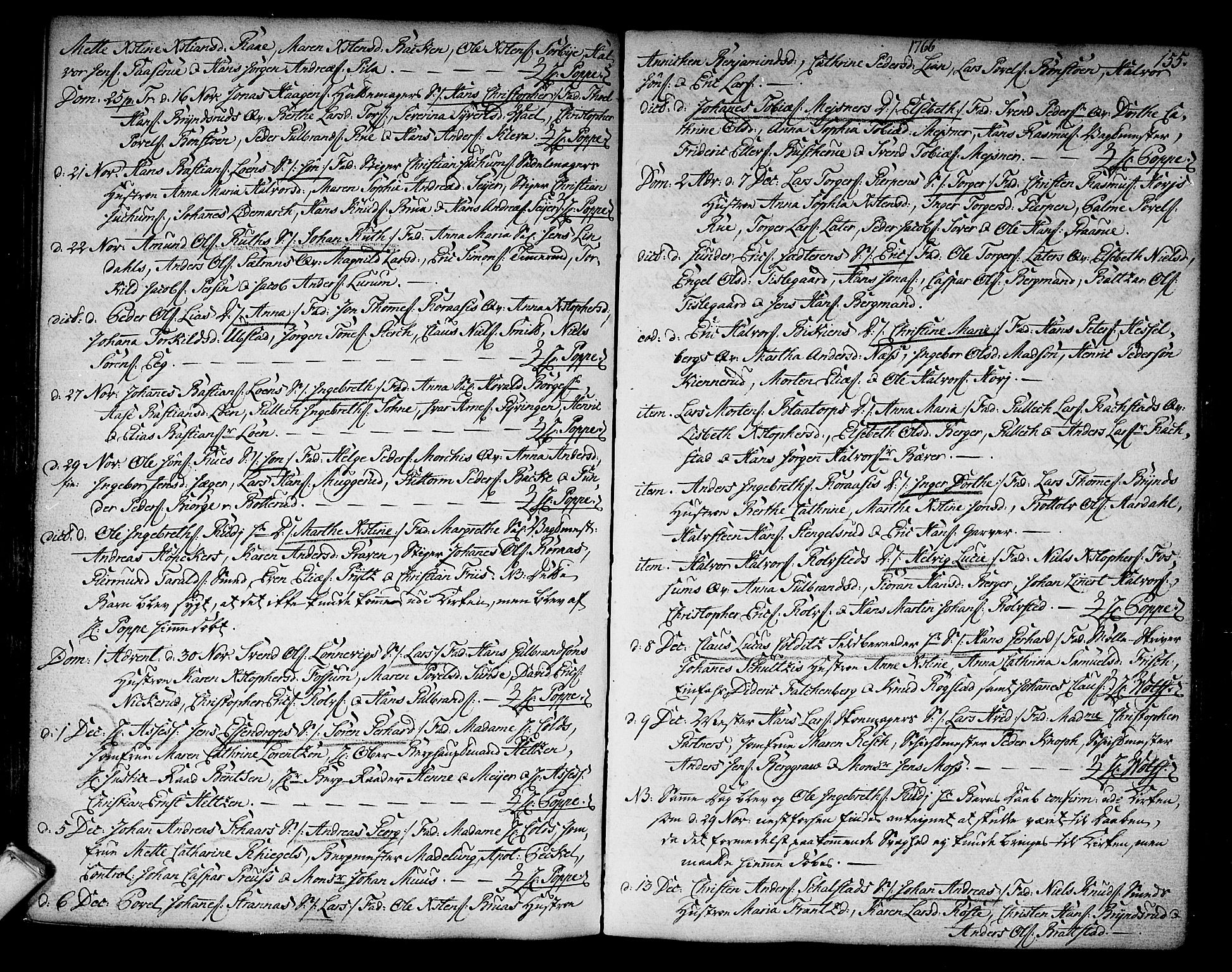 Kongsberg kirkebøker, SAKO/A-22/F/Fa/L0004: Parish register (official) no. I 4, 1756-1768, p. 155