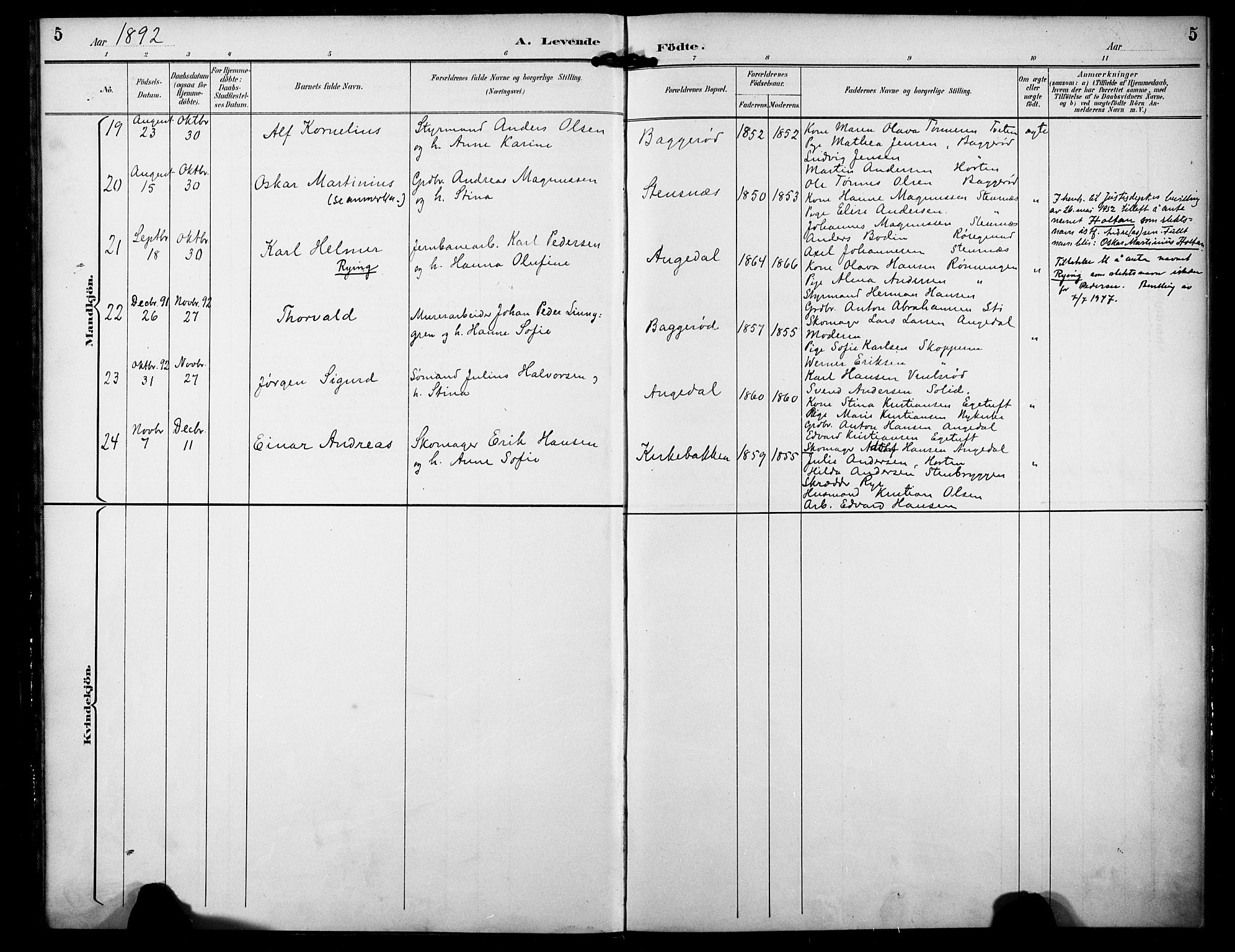 Borre kirkebøker, AV/SAKO-A-338/F/Fa/L0010: Parish register (official) no. I 10, 1892-1896, p. 5