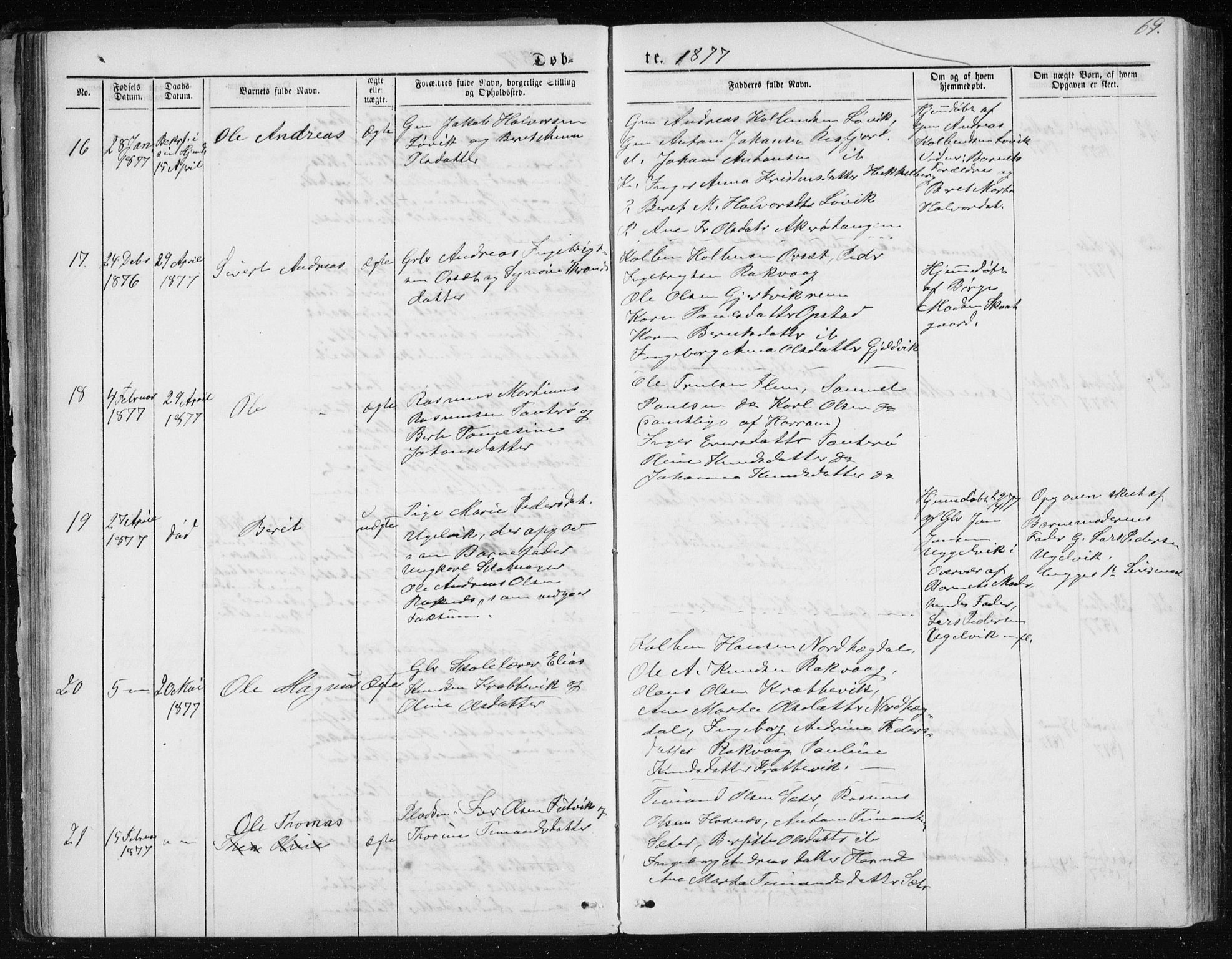 Ministerialprotokoller, klokkerbøker og fødselsregistre - Møre og Romsdal, AV/SAT-A-1454/560/L0724: Parish register (copy) no. 560C01, 1867-1892, p. 69