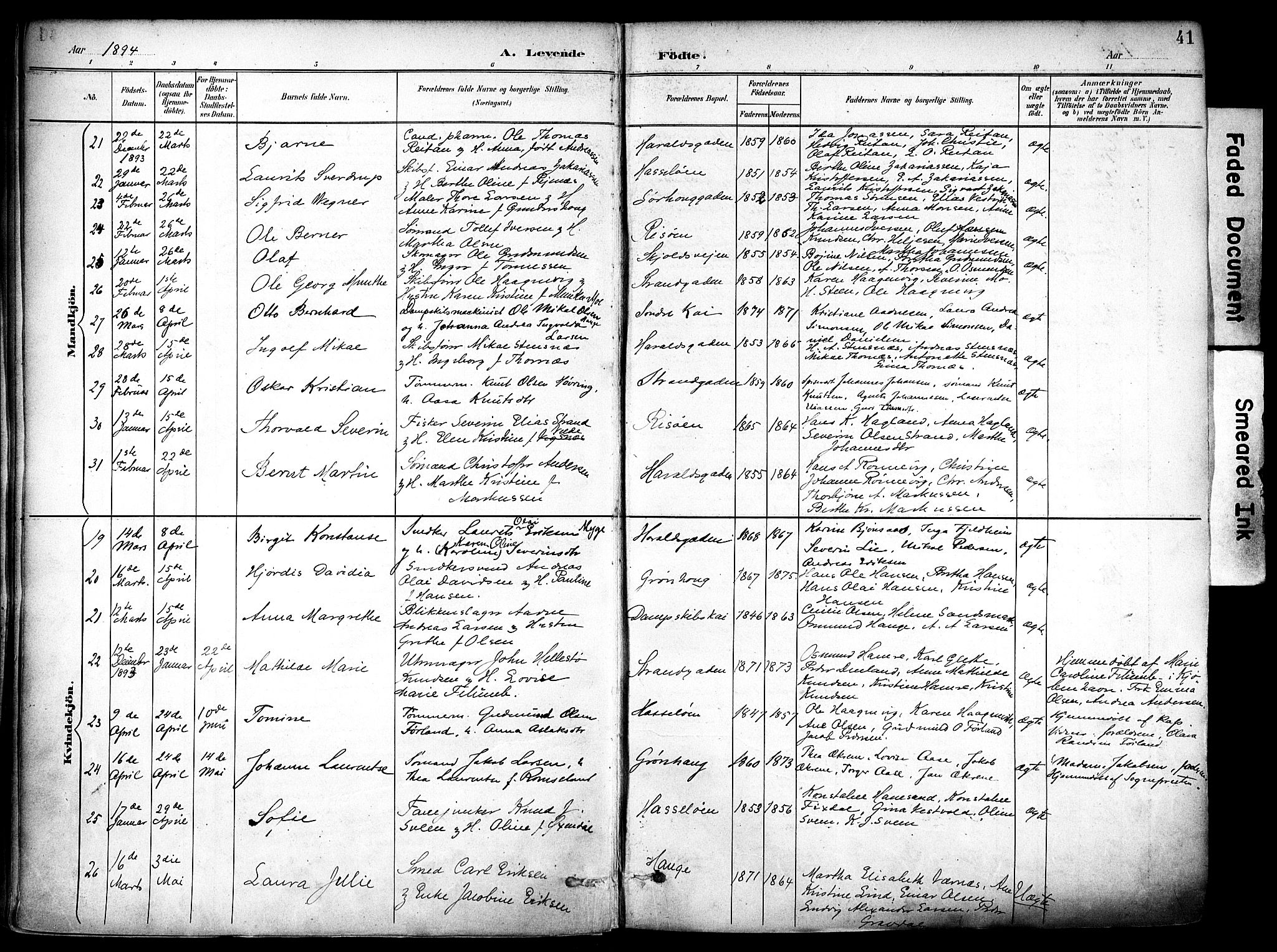 Haugesund sokneprestkontor, AV/SAST-A -101863/H/Ha/Haa/L0006: Parish register (official) no. A 6, 1891-1907, p. 41