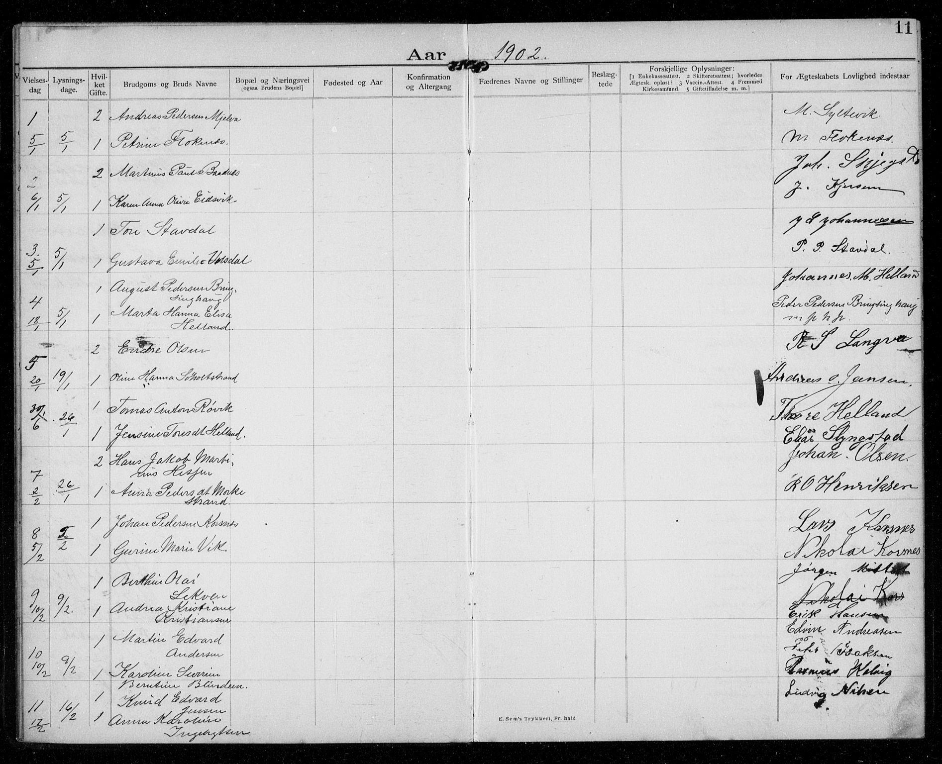 Ministerialprotokoller, klokkerbøker og fødselsregistre - Møre og Romsdal, AV/SAT-A-1454/529/L0458: Banns register no. 529A08, 1901-1918, p. 11