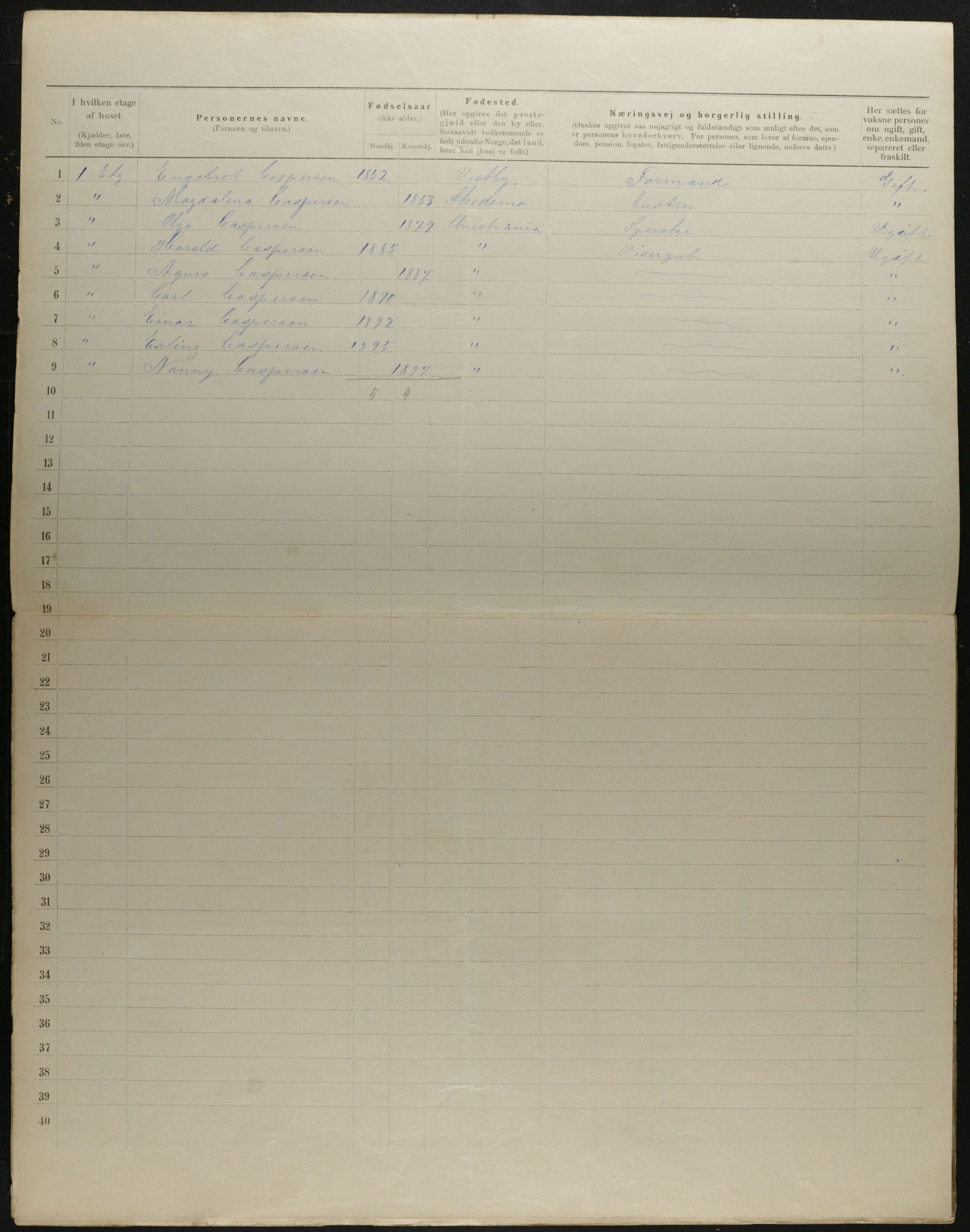 OBA, Municipal Census 1901 for Kristiania, 1901, p. 4003