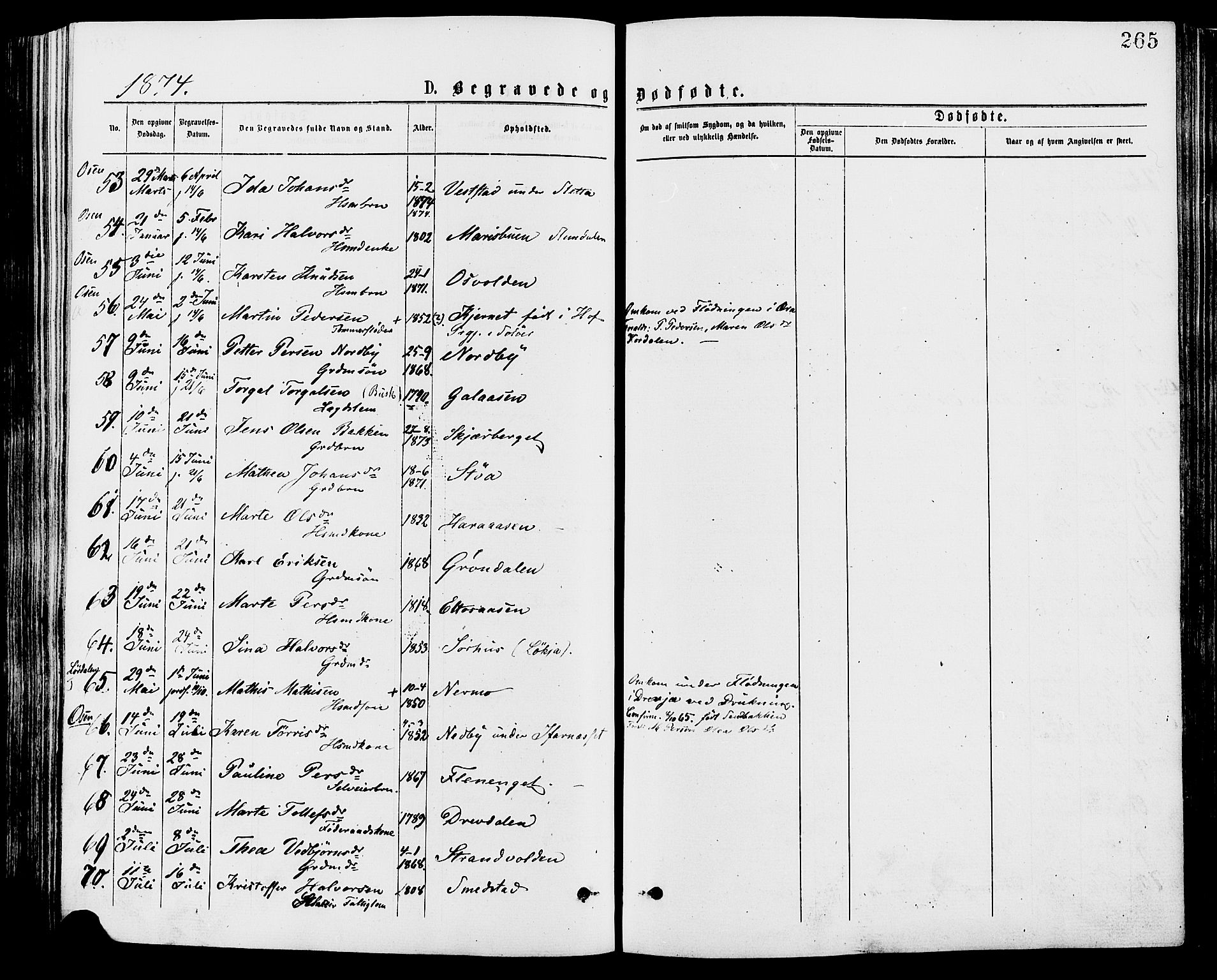 Trysil prestekontor, AV/SAH-PREST-046/H/Ha/Haa/L0007: Parish register (official) no. 7, 1874-1880, p. 265