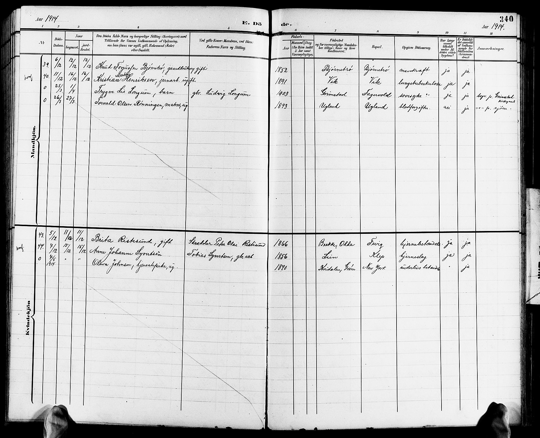 Fjære sokneprestkontor, SAK/1111-0011/F/Fb/L0012: Parish register (copy) no. B 12, 1902-1925, p. 340