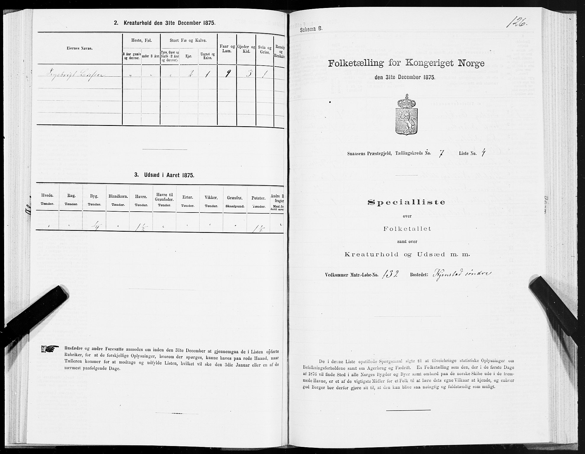 SAT, 1875 census for 1736P Snåsa, 1875, p. 3126