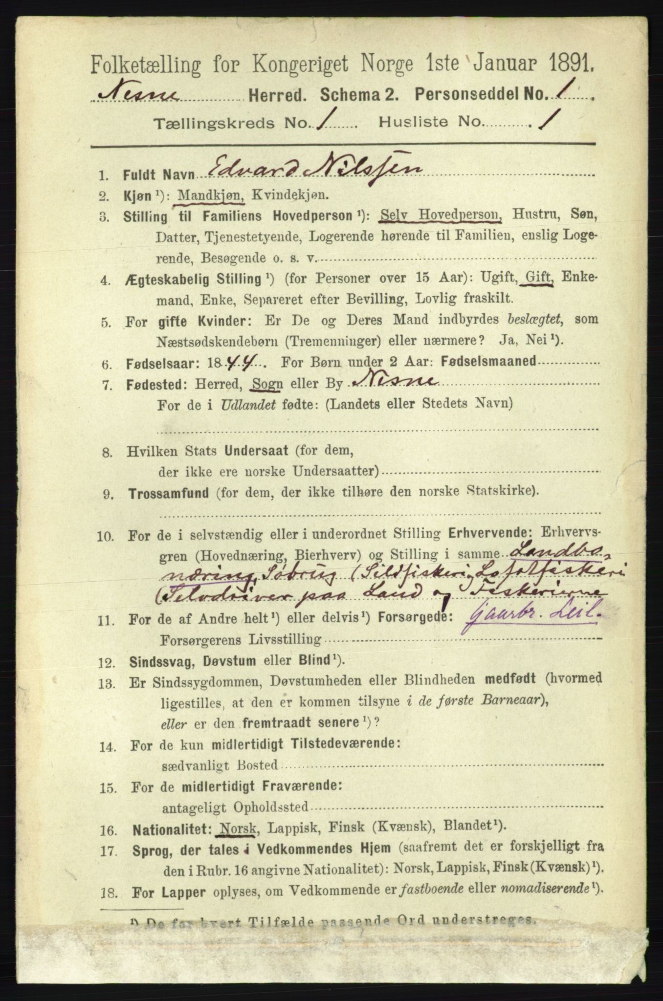 RA, 1891 census for 1828 Nesna, 1891, p. 125