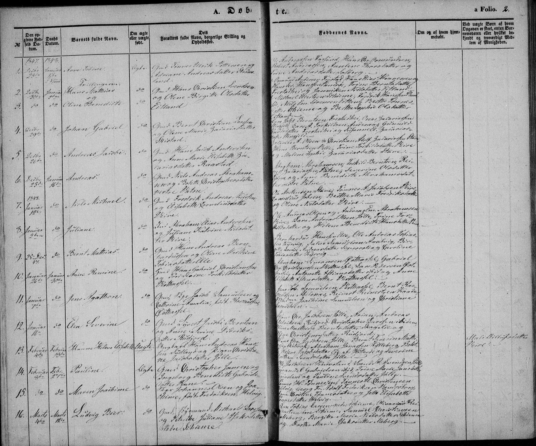 Lista sokneprestkontor, AV/SAK-1111-0027/F/Fb/L0002: Parish register (copy) no. B 2, 1847-1862, p. 2