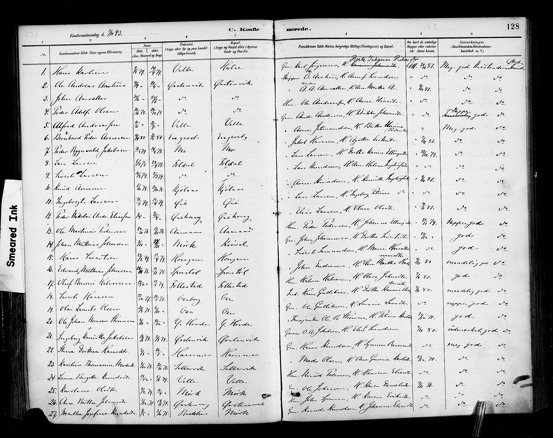 Ministerialprotokoller, klokkerbøker og fødselsregistre - Møre og Romsdal, AV/SAT-A-1454/513/L0177: Parish register (official) no. 513A04, 1890-1906, p. 128