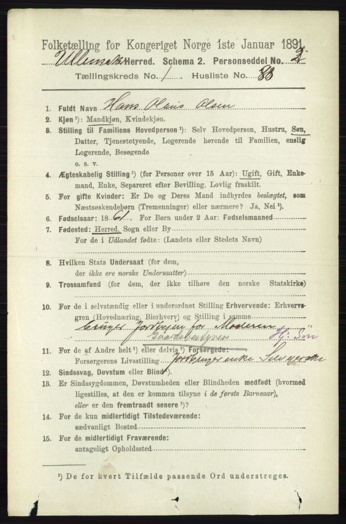 RA, 1891 census for 0235 Ullensaker, 1891, p. 630