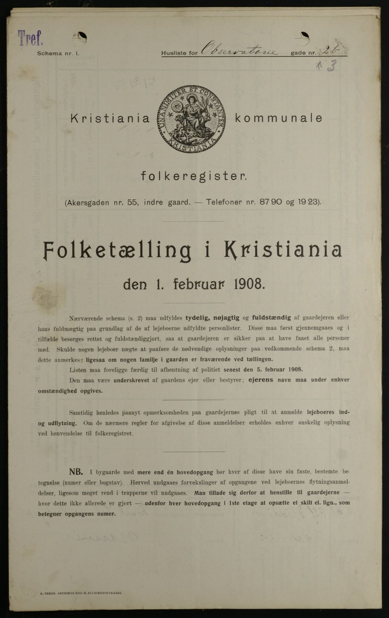 OBA, Municipal Census 1908 for Kristiania, 1908, p. 66653