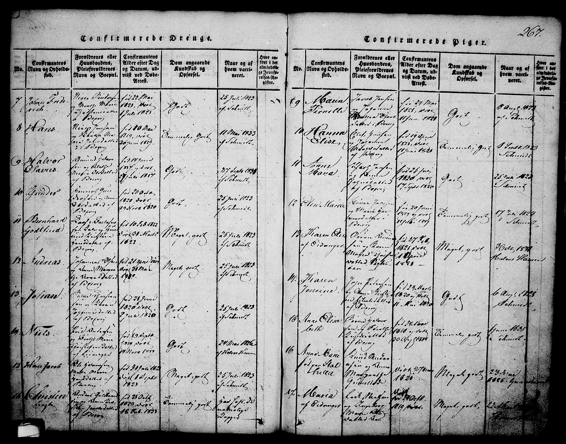 Brevik kirkebøker, AV/SAKO-A-255/G/Ga/L0001: Parish register (copy) no. 1, 1814-1845, p. 267