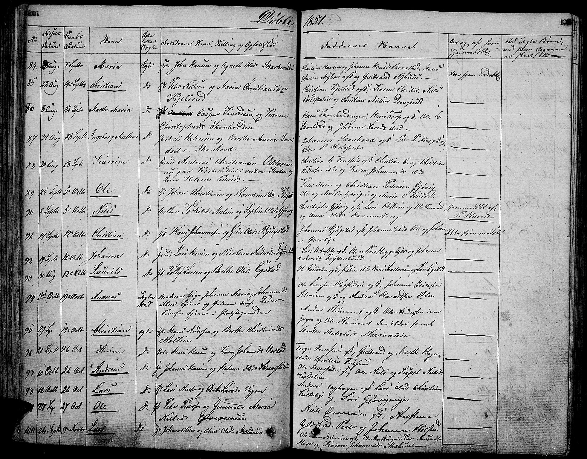 Vardal prestekontor, AV/SAH-PREST-100/H/Ha/Hab/L0004: Parish register (copy) no. 4, 1831-1853, p. 103