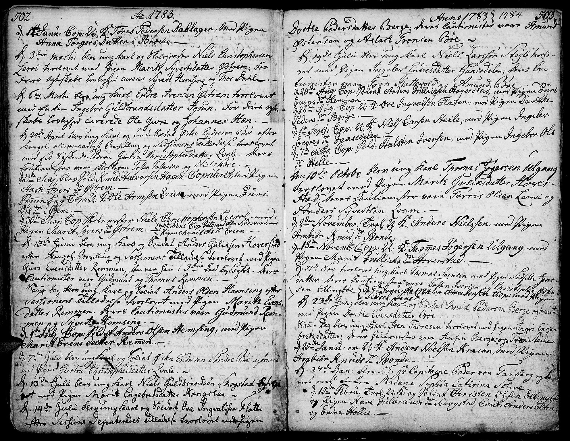 Vang prestekontor, Valdres, AV/SAH-PREST-140/H/Ha/L0001: Parish register (official) no. 1, 1730-1796, p. 502-503