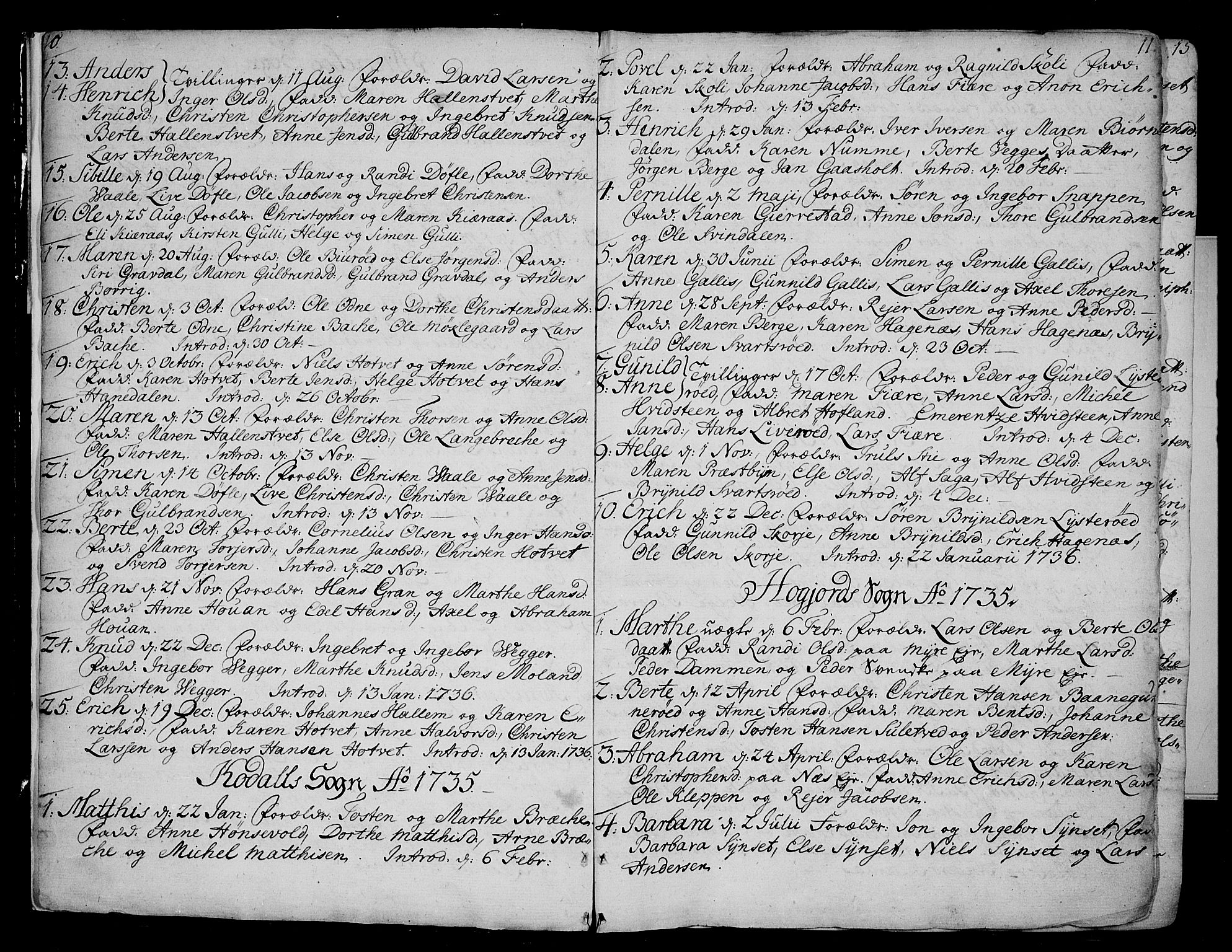 Andebu kirkebøker, SAKO/A-336/F/Fa/L0002: Parish register (official) no. 2, 1733-1802, p. 10-11