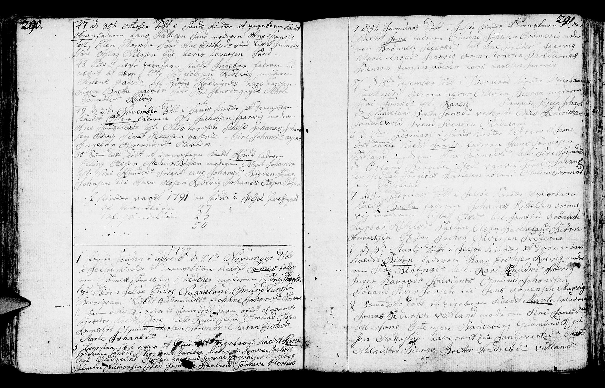 Jelsa sokneprestkontor, AV/SAST-A-101842/01/IV: Parish register (official) no. A 3, 1768-1796, p. 290-291