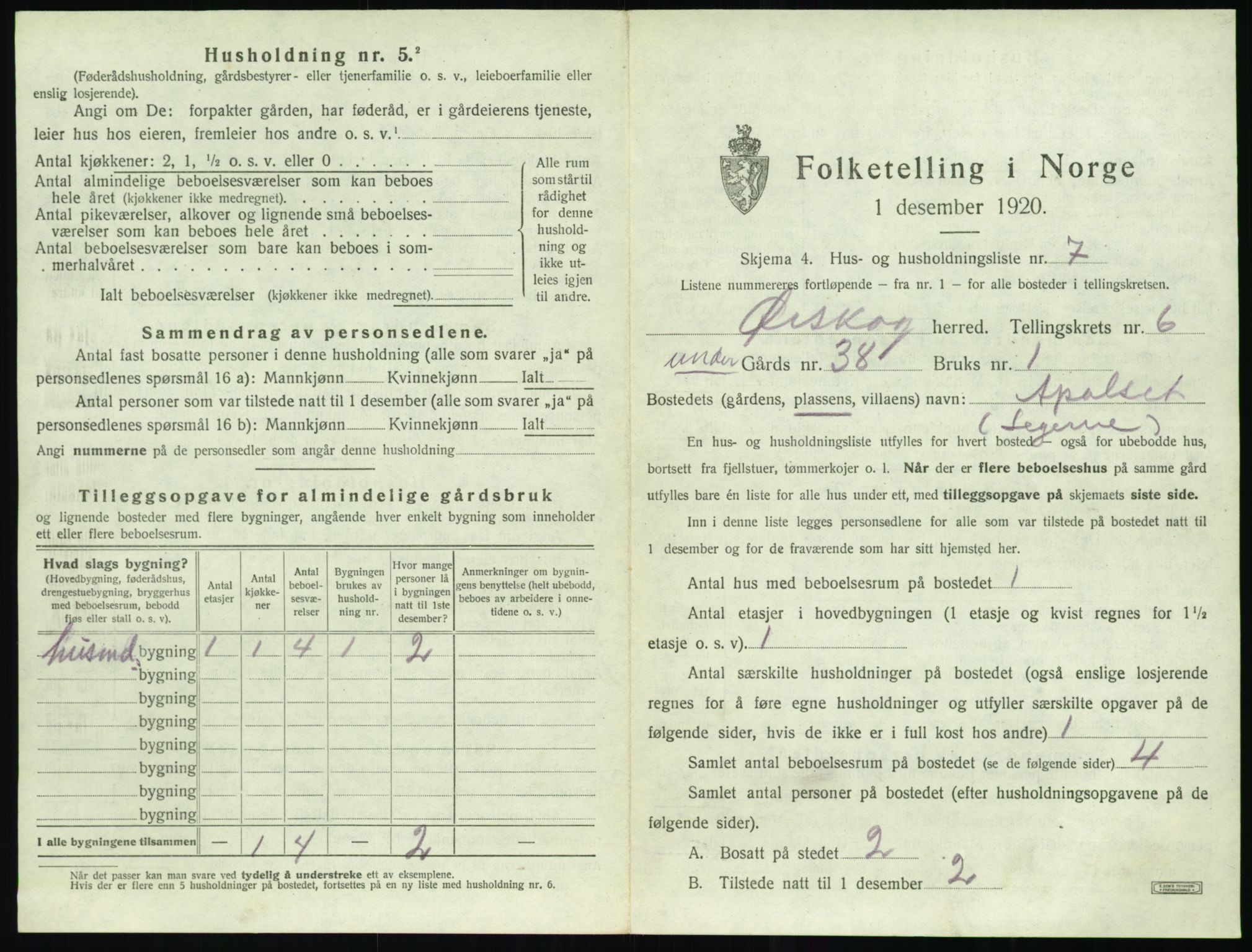 SAT, 1920 census for Ørskog, 1920, p. 492