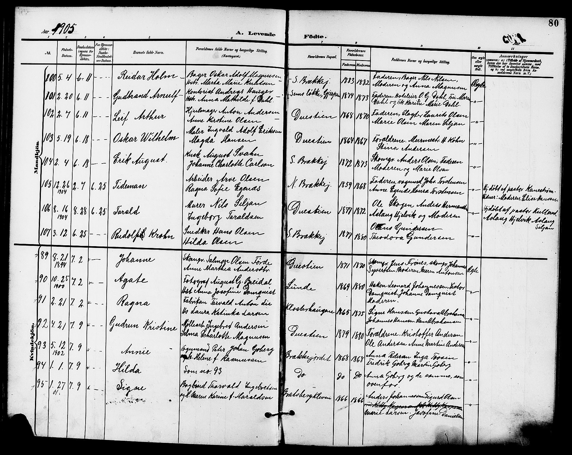 Skien kirkebøker, AV/SAKO-A-302/G/Ga/L0008: Parish register (copy) no. 8, 1900-1910, p. 80