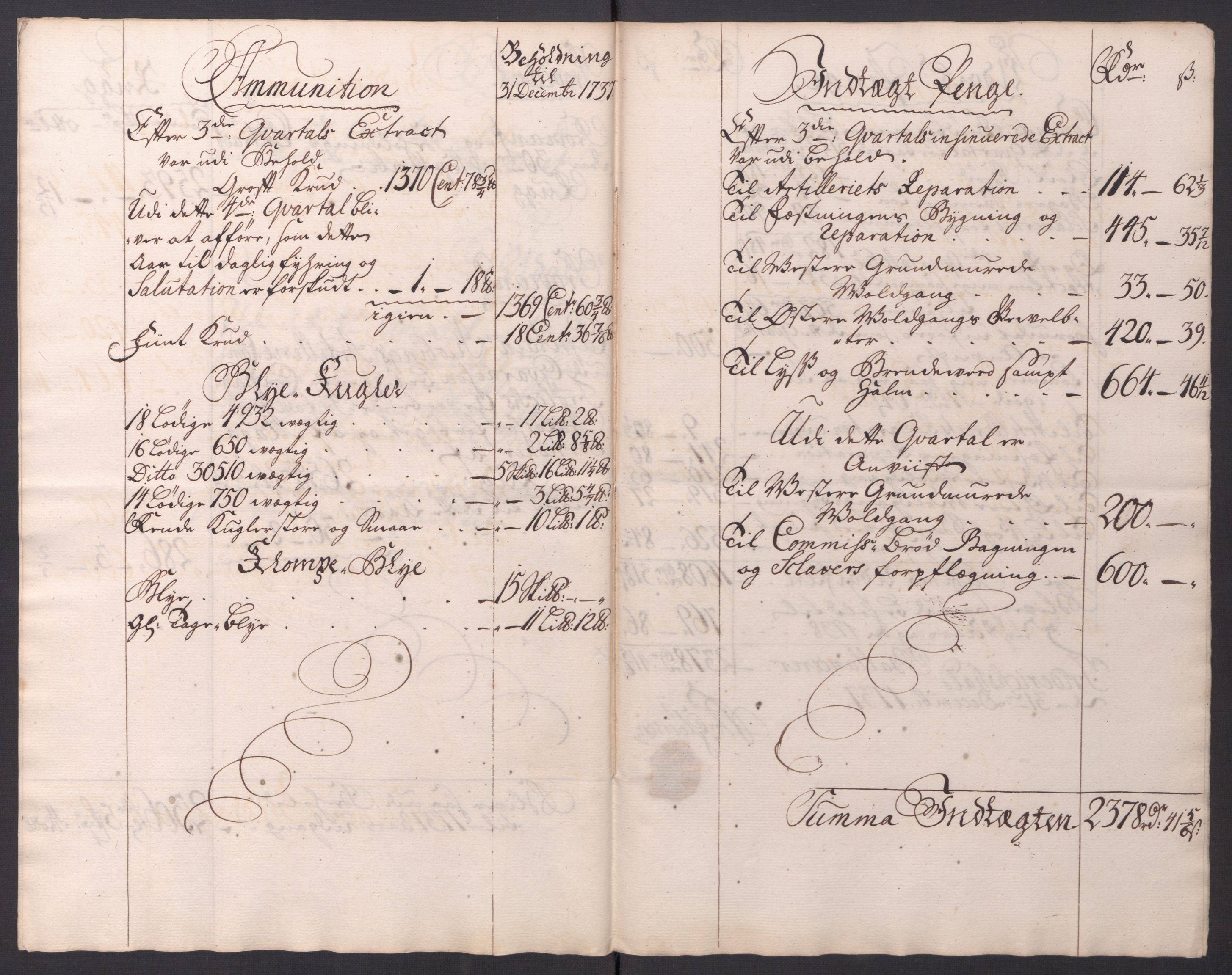 Kommanderende general (KG I) med Det norske krigsdirektorium, AV/RA-EA-5419/D/L0154: Fredriksten festning: Brev, inventarfortegnelser og regnskapsekstrakter, 1730-1739, p. 546