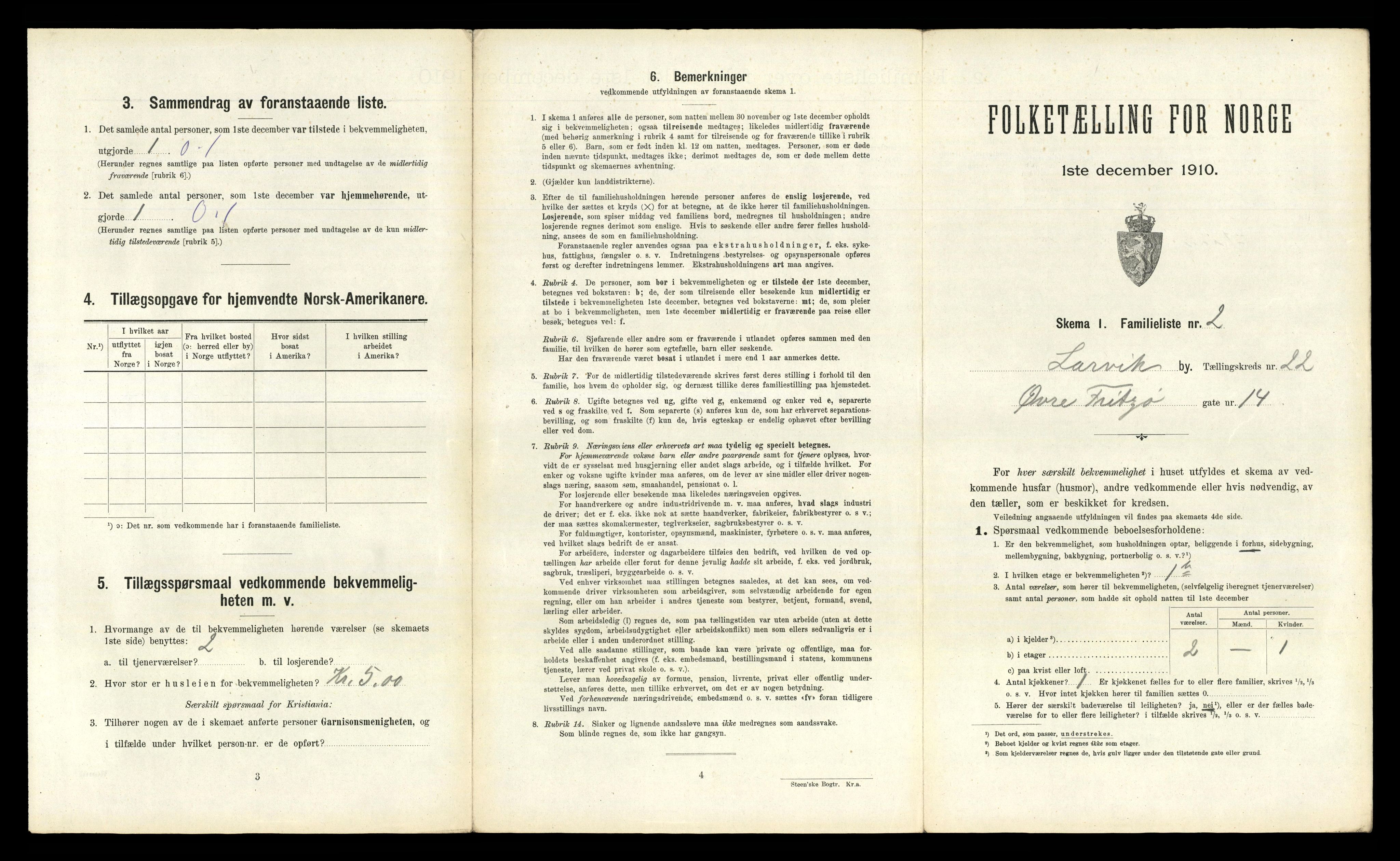 RA, 1910 census for Larvik, 1910, p. 6927