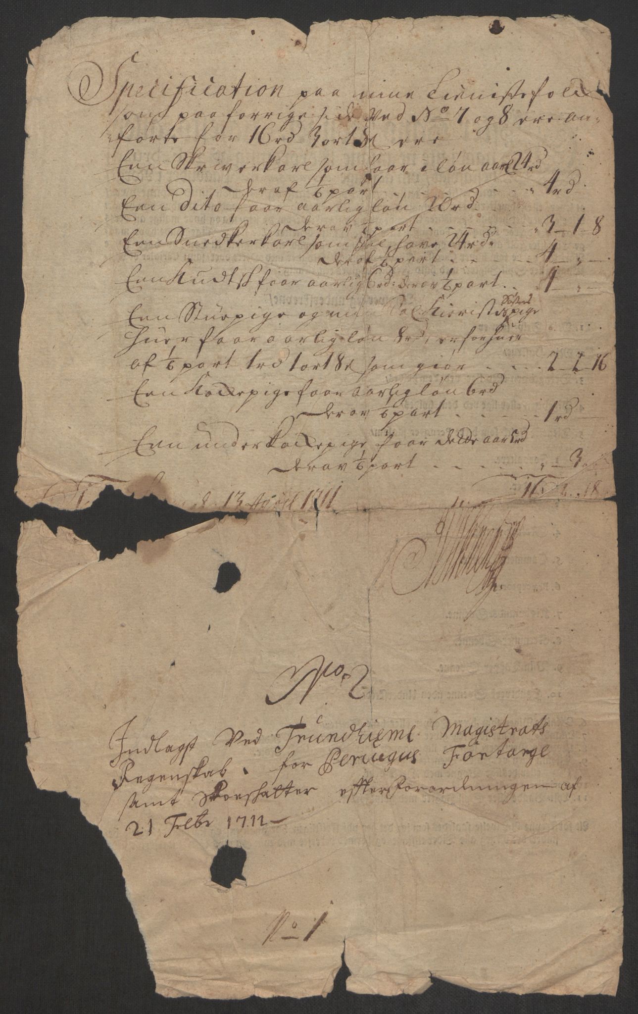 Rentekammeret inntil 1814, Reviderte regnskaper, Byregnskaper, RA/EA-4066/R/Rs/L0507: [S3] Kontribusjonsregnskap, 1699-1711, p. 492