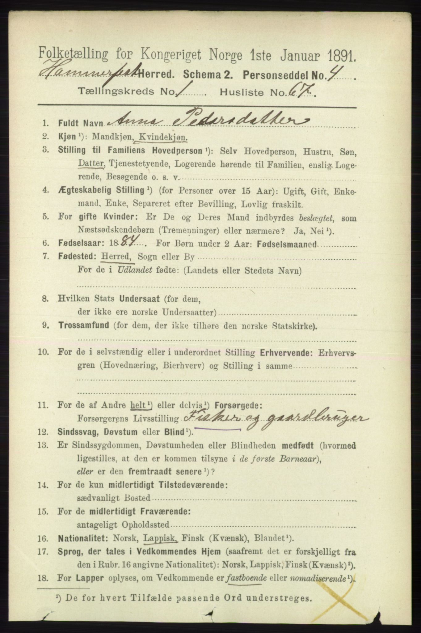 RA, 1891 census for 2016 Hammerfest, 1891, p. 532