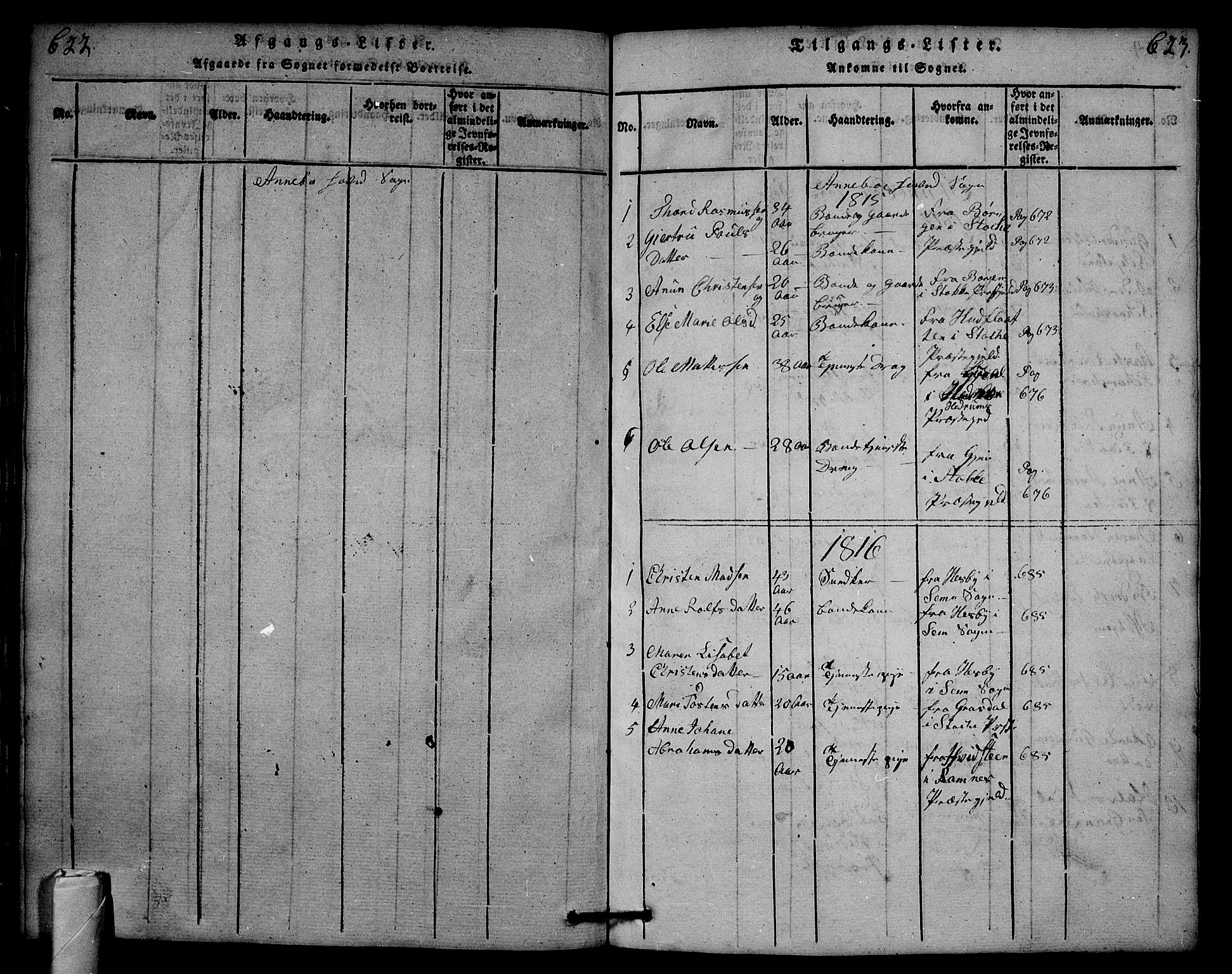 Andebu kirkebøker, AV/SAKO-A-336/G/Ga/L0001: Parish register (copy) no. I 1 /1, 1815-1823, p. 622-623