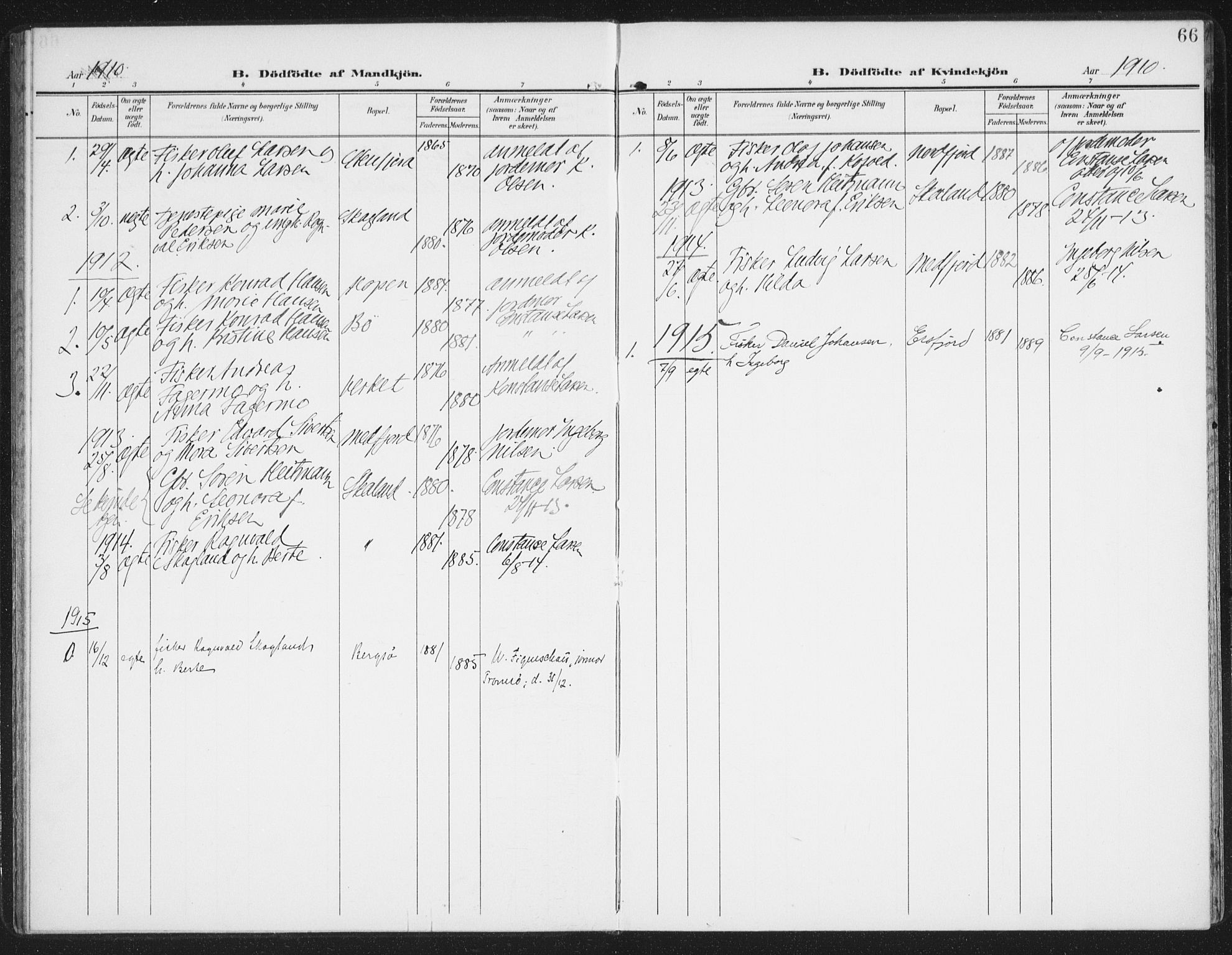Berg sokneprestkontor, SATØ/S-1318/G/Ga/Gaa/L0007kirke: Parish register (official) no. 7, 1906-1915, p. 66