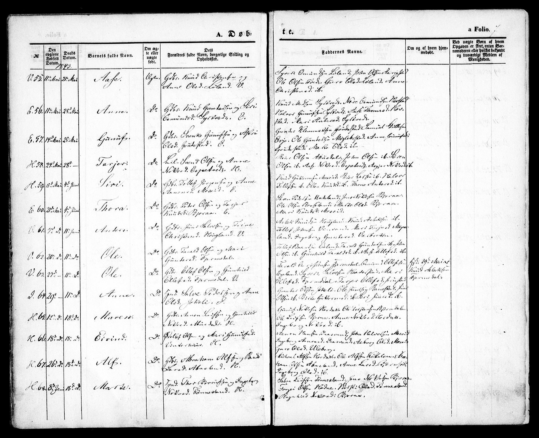 Evje sokneprestkontor, AV/SAK-1111-0008/F/Fa/Faa/L0005: Parish register (official) no. A 5, 1843-1865, p. 7