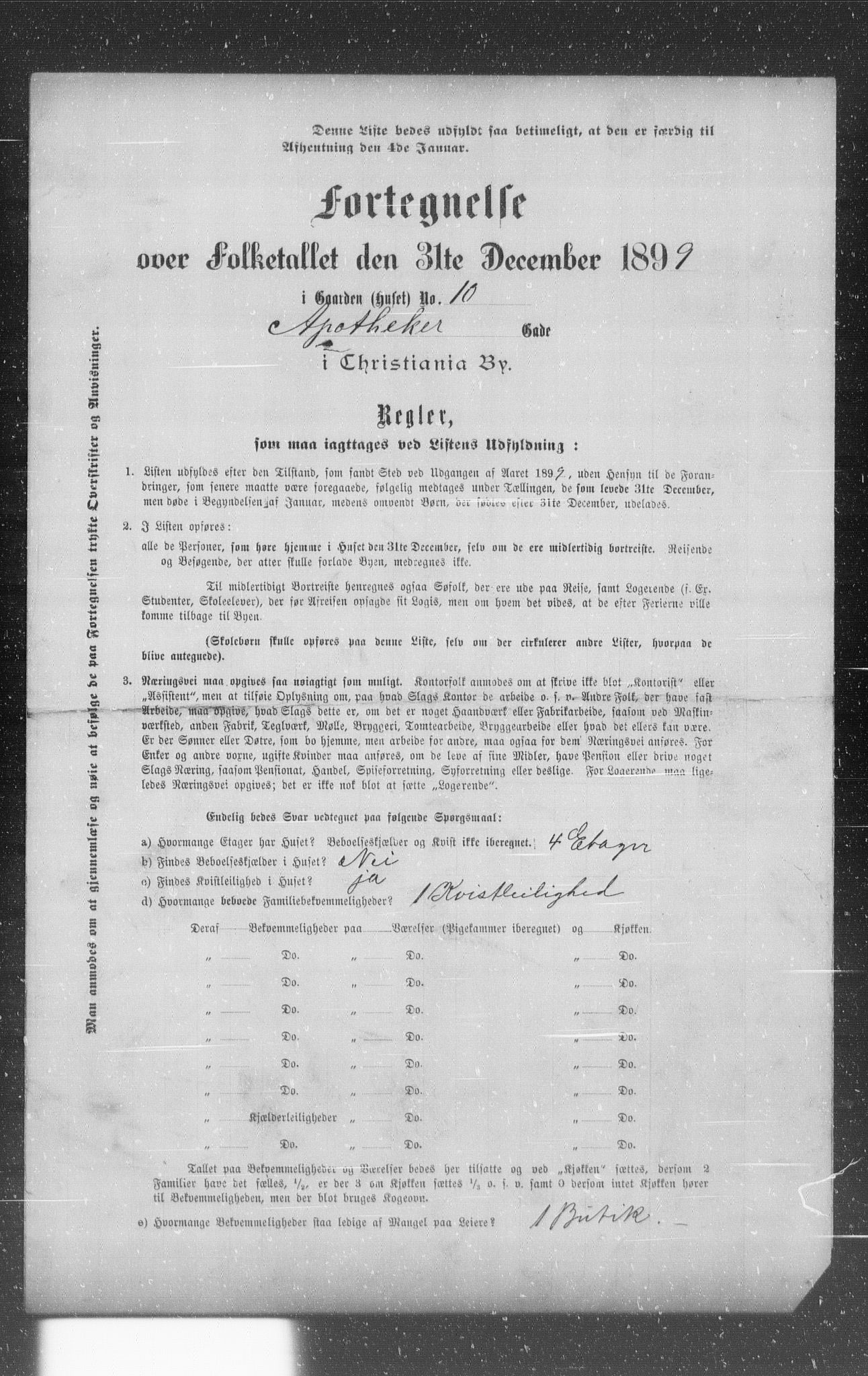 OBA, Municipal Census 1899 for Kristiania, 1899, p. 307