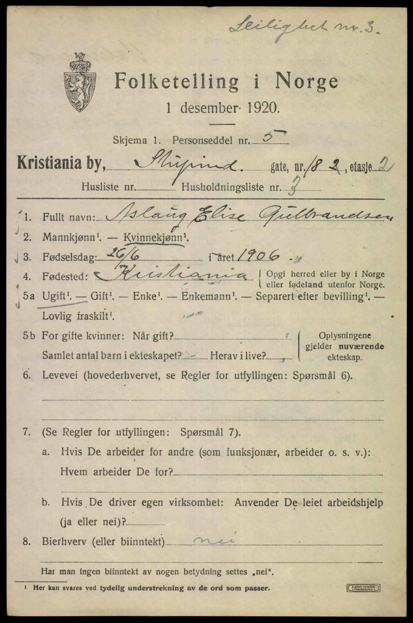 SAO, 1920 census for Kristiania, 1920, p. 553685