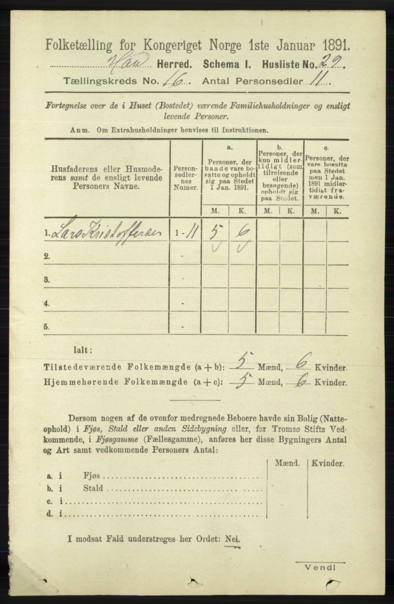 RA, 1891 census for 1119 Hå, 1891, p. 4018