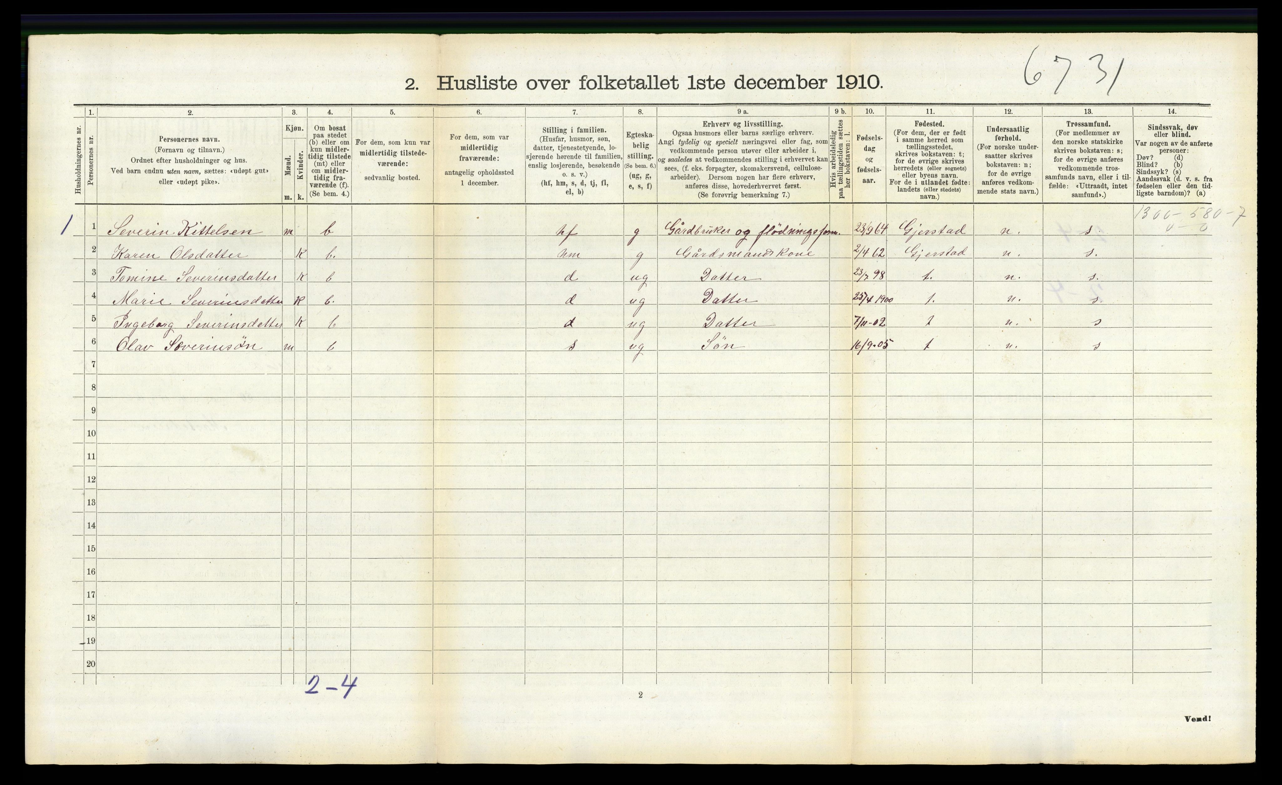 RA, 1910 census for Søndeled, 1910, p. 1153