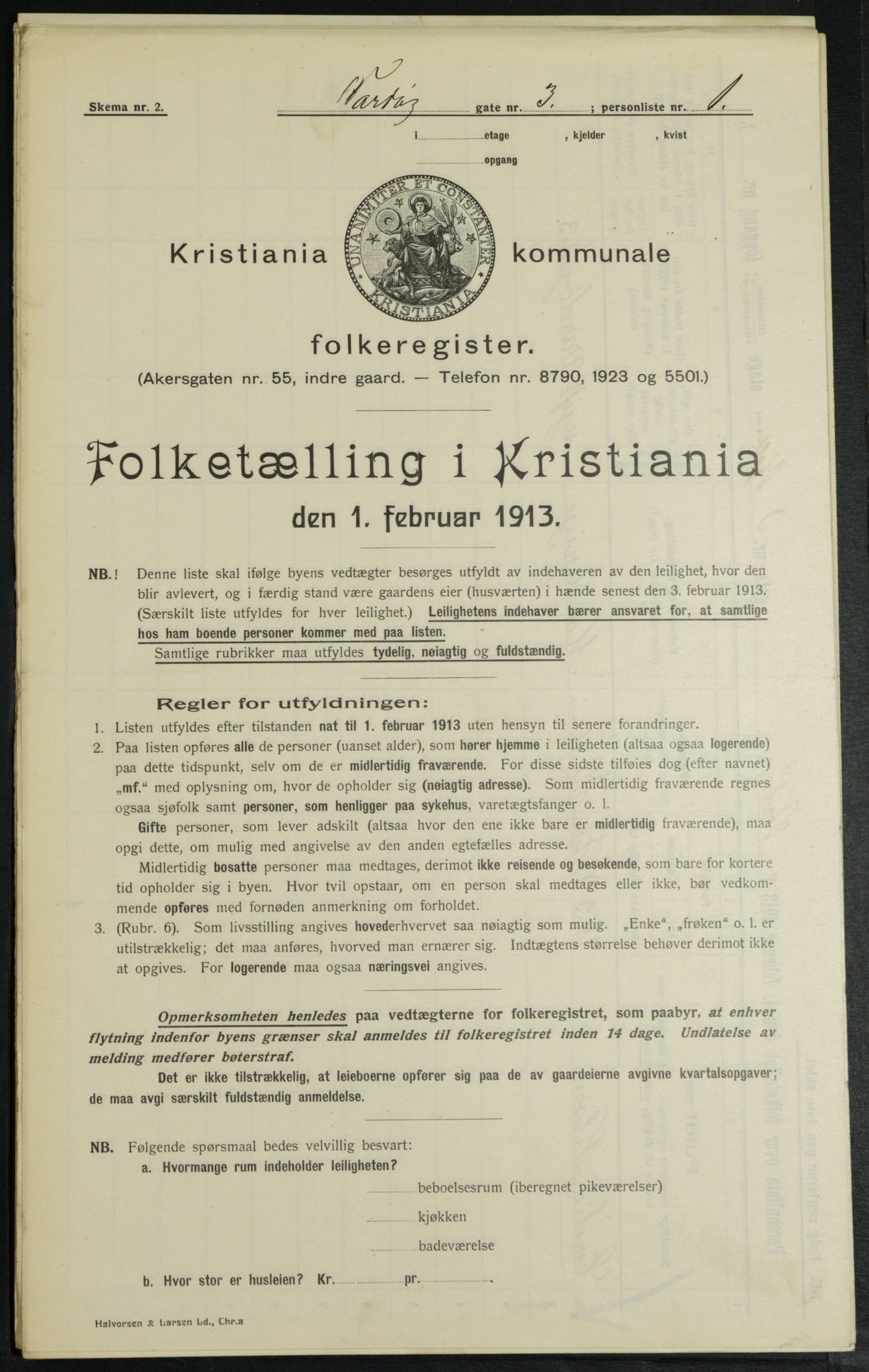 OBA, Municipal Census 1913 for Kristiania, 1913, p. 121734