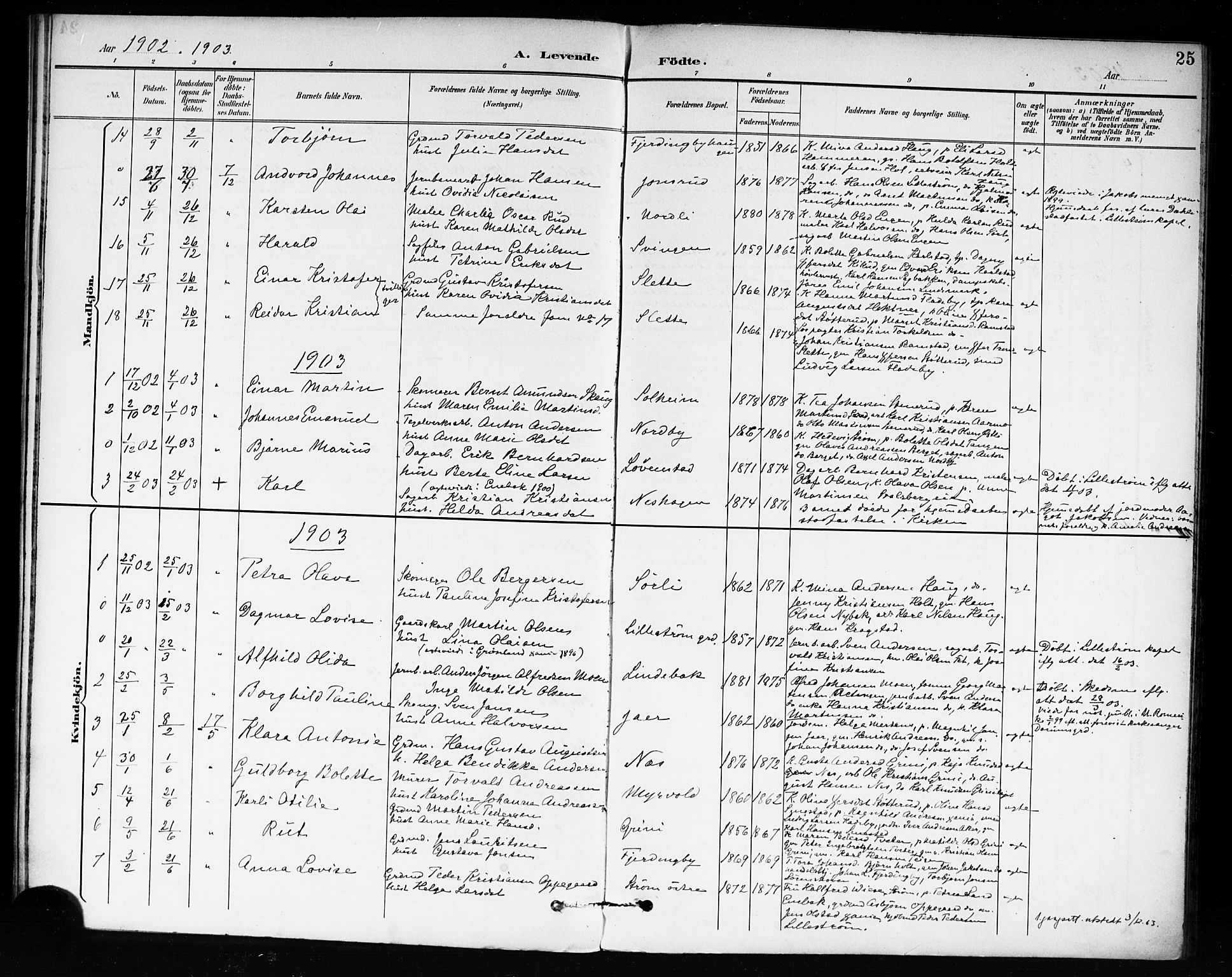 Fet prestekontor Kirkebøker, AV/SAO-A-10370a/F/Fb/L0002: Parish register (official) no. II 2, 1892-1904, p. 25