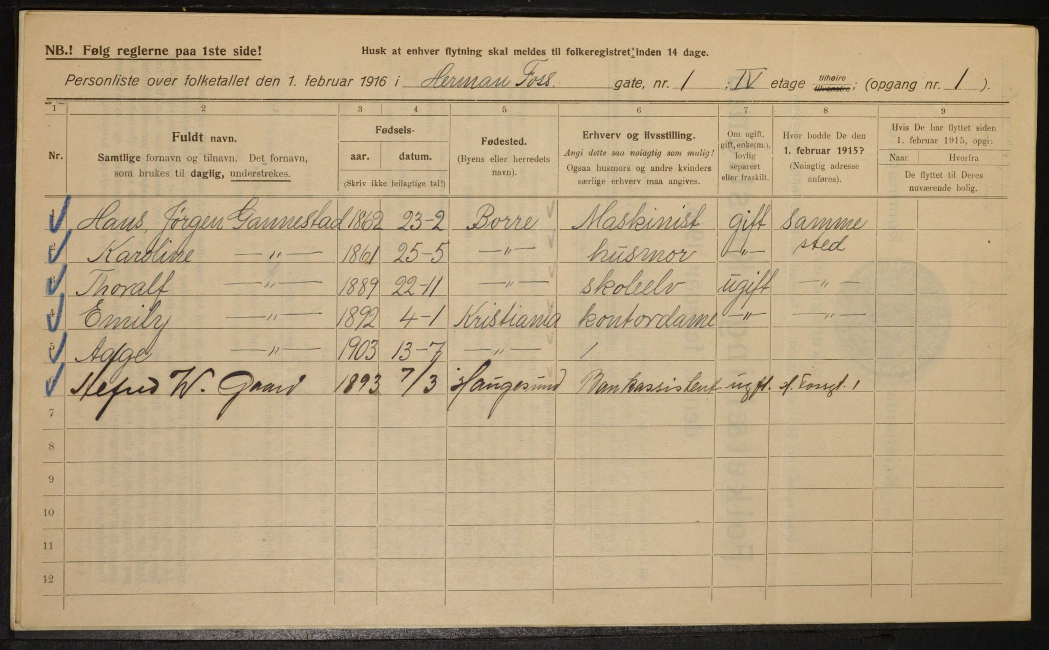 OBA, Municipal Census 1916 for Kristiania, 1916, p. 39179