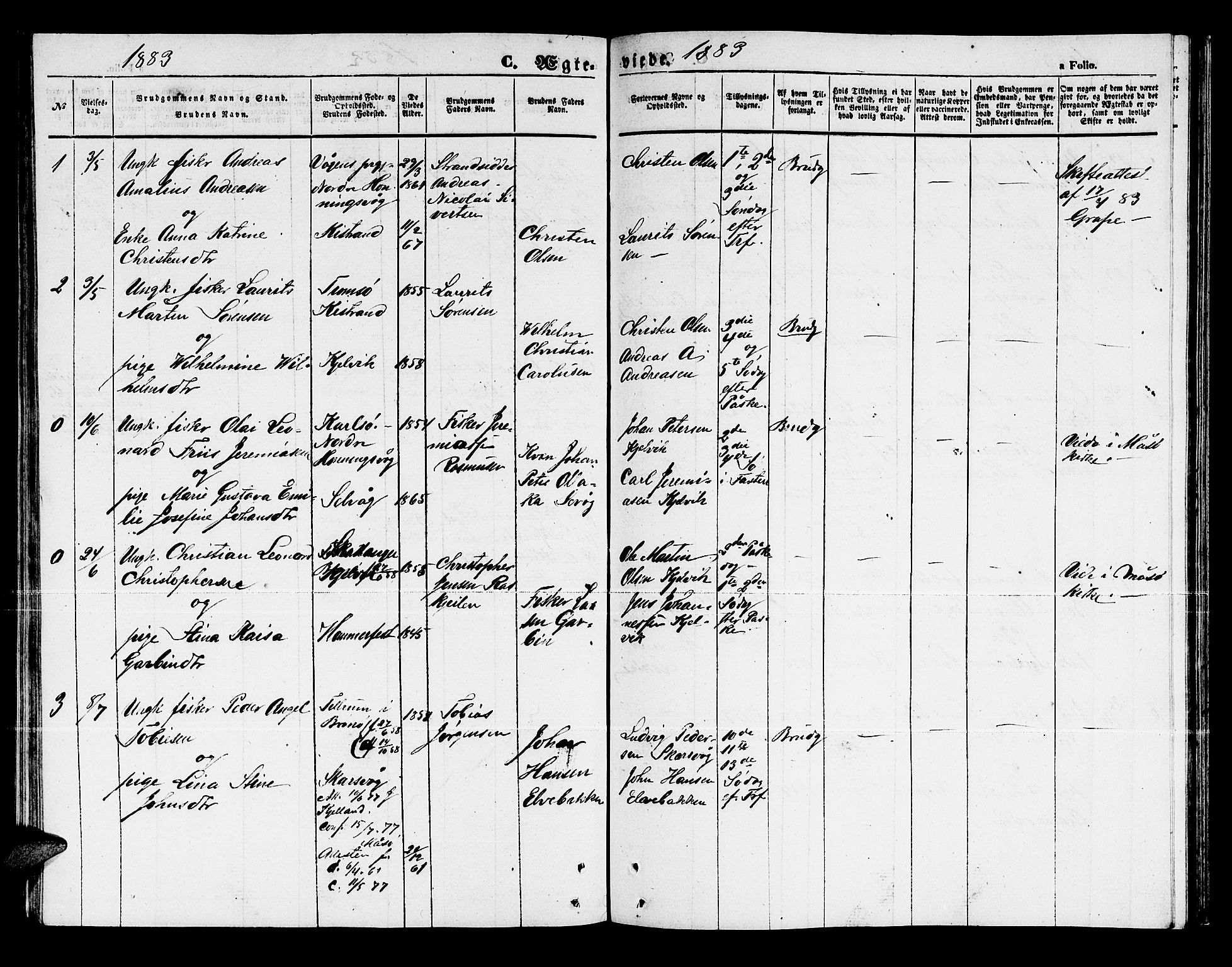 Måsøy sokneprestkontor, SATØ/S-1348/H/Hb/L0003klokker: Parish register (copy) no. 3, 1861-1886