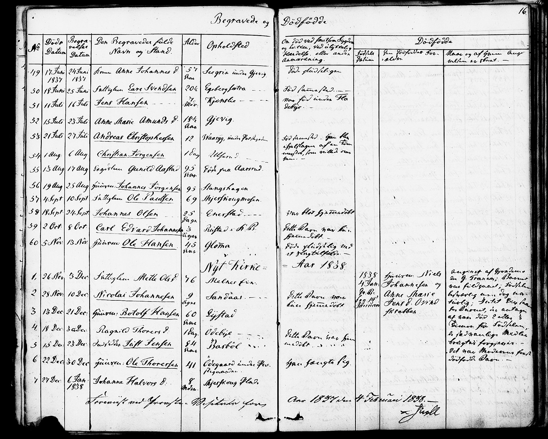 Enebakk prestekontor Kirkebøker, SAO/A-10171c/F/Fa/L0013: Parish register (official) no. I 13, 1832-1882, p. 16