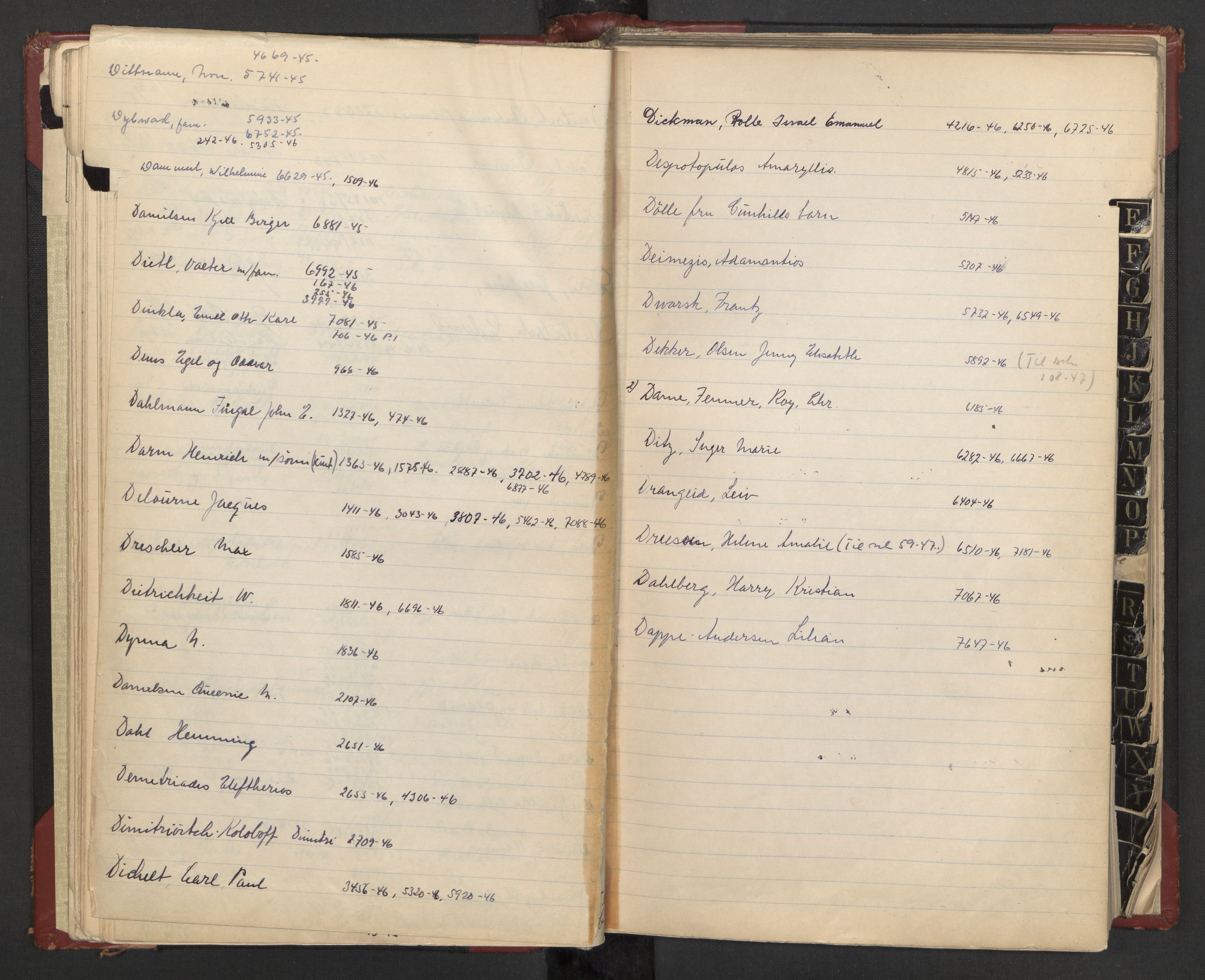 Justisdepartementet, 3. politikontor P3, AV/RA-S-1051/C/Cc/L0002: Journalregister over statsborgersaker, 1940-1946, p. 21