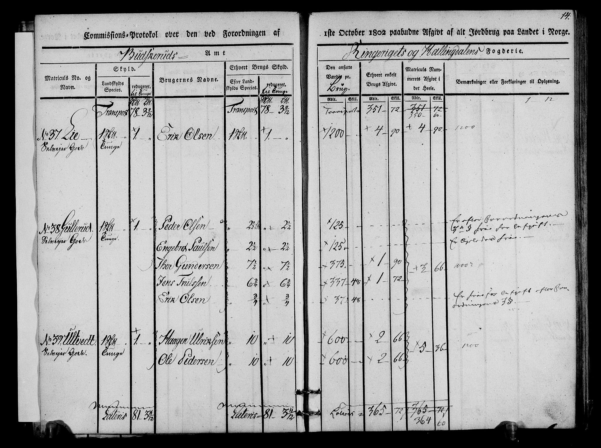 Rentekammeret inntil 1814, Realistisk ordnet avdeling, AV/RA-EA-4070/N/Ne/Nea/L0045: Ringerike og Hallingdal fogderi. Kommisjonsprotokoll for Norderhov prestegjeld, 1803, p. 16