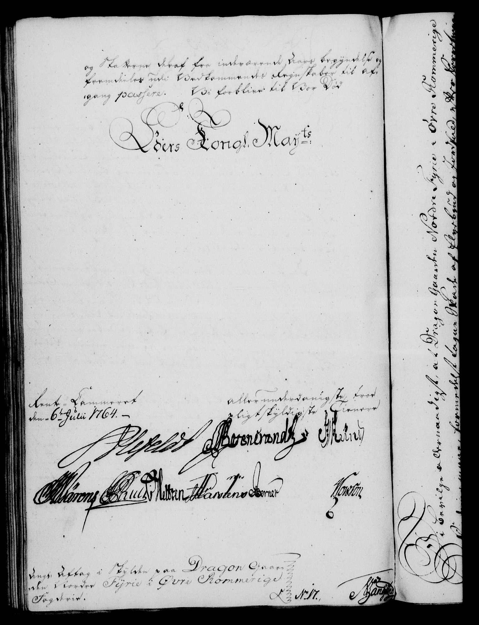 Rentekammeret, Kammerkanselliet, RA/EA-3111/G/Gf/Gfa/L0046: Norsk relasjons- og resolusjonsprotokoll (merket RK 52.46), 1764, p. 267