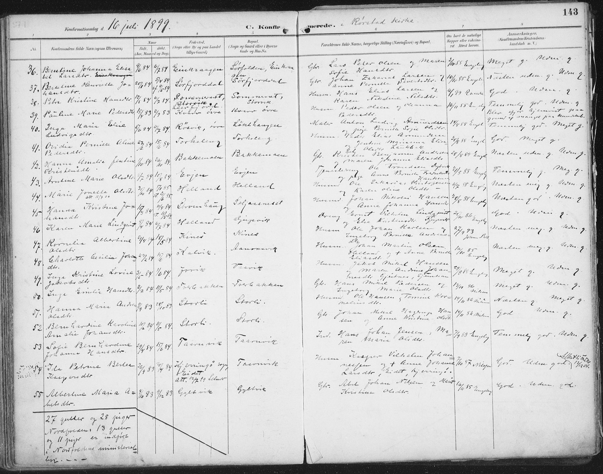 Ministerialprotokoller, klokkerbøker og fødselsregistre - Nordland, SAT/A-1459/854/L0779: Parish register (official) no. 854A02, 1892-1909, p. 143