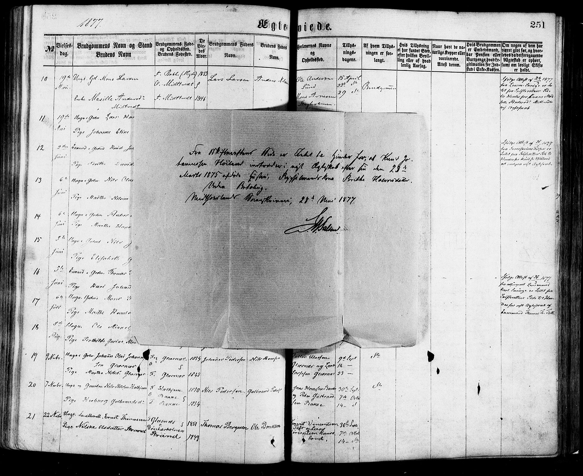 Sund sokneprestembete, AV/SAB-A-99930: Parish register (official) no. A 15, 1867-1881, p. 251