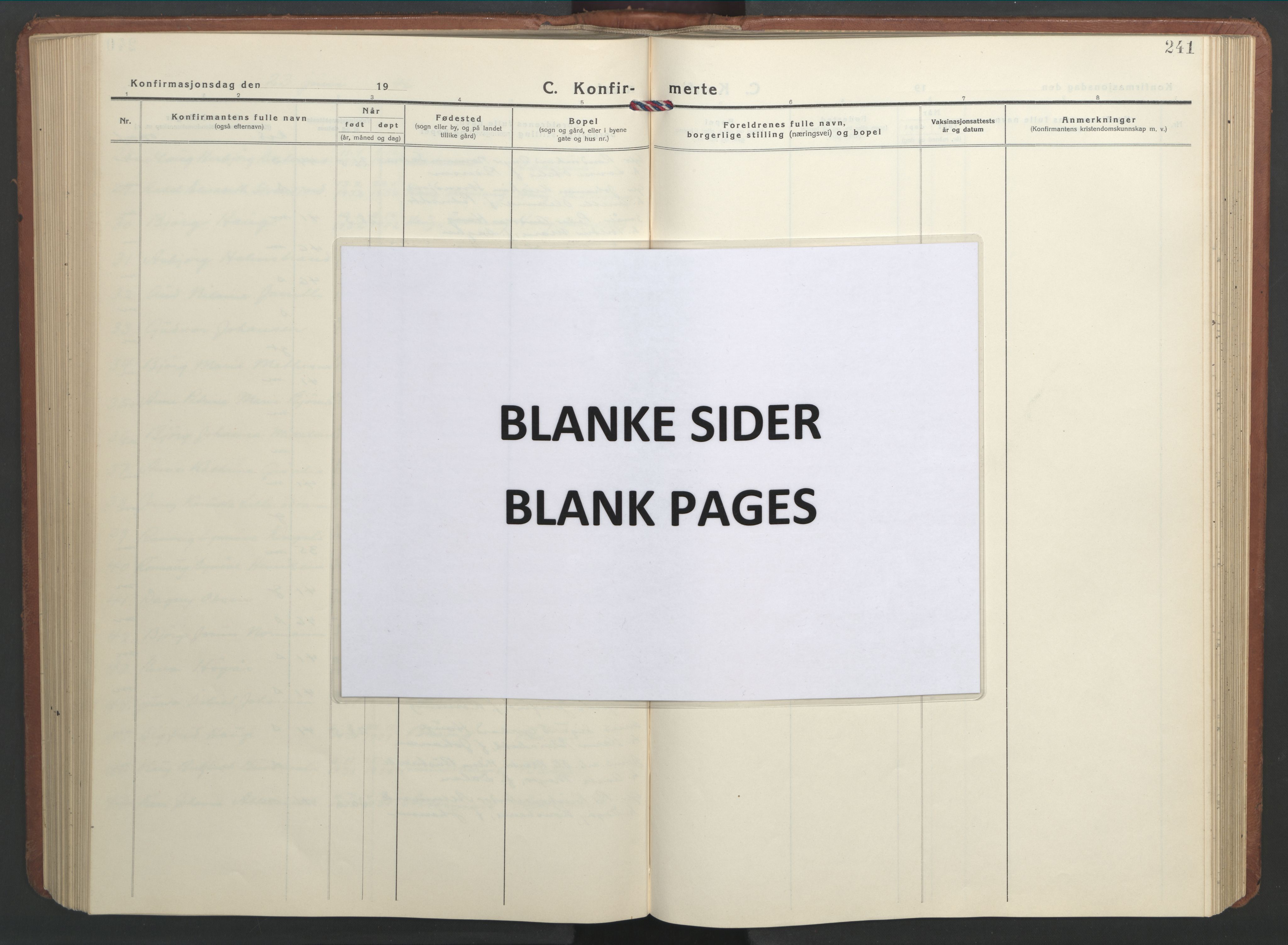 Ministerialprotokoller, klokkerbøker og fødselsregistre - Nordland, AV/SAT-A-1459/827/L0425: Parish register (copy) no. 827C14, 1931-1946, p. 241
